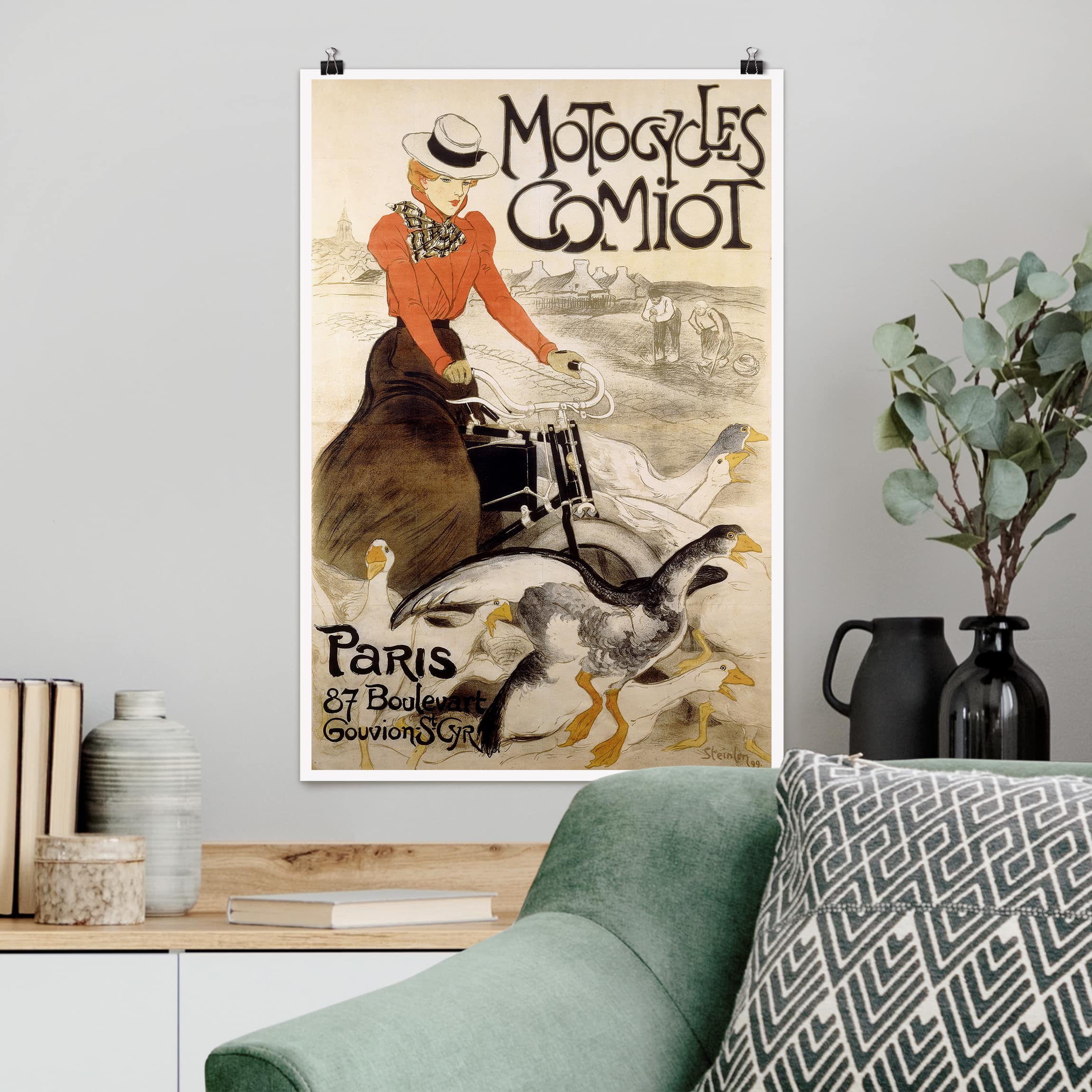 Poster - Hochformat Théophile-Alexandre Steinlen - Werbeplakat für Motorcycles Comiot