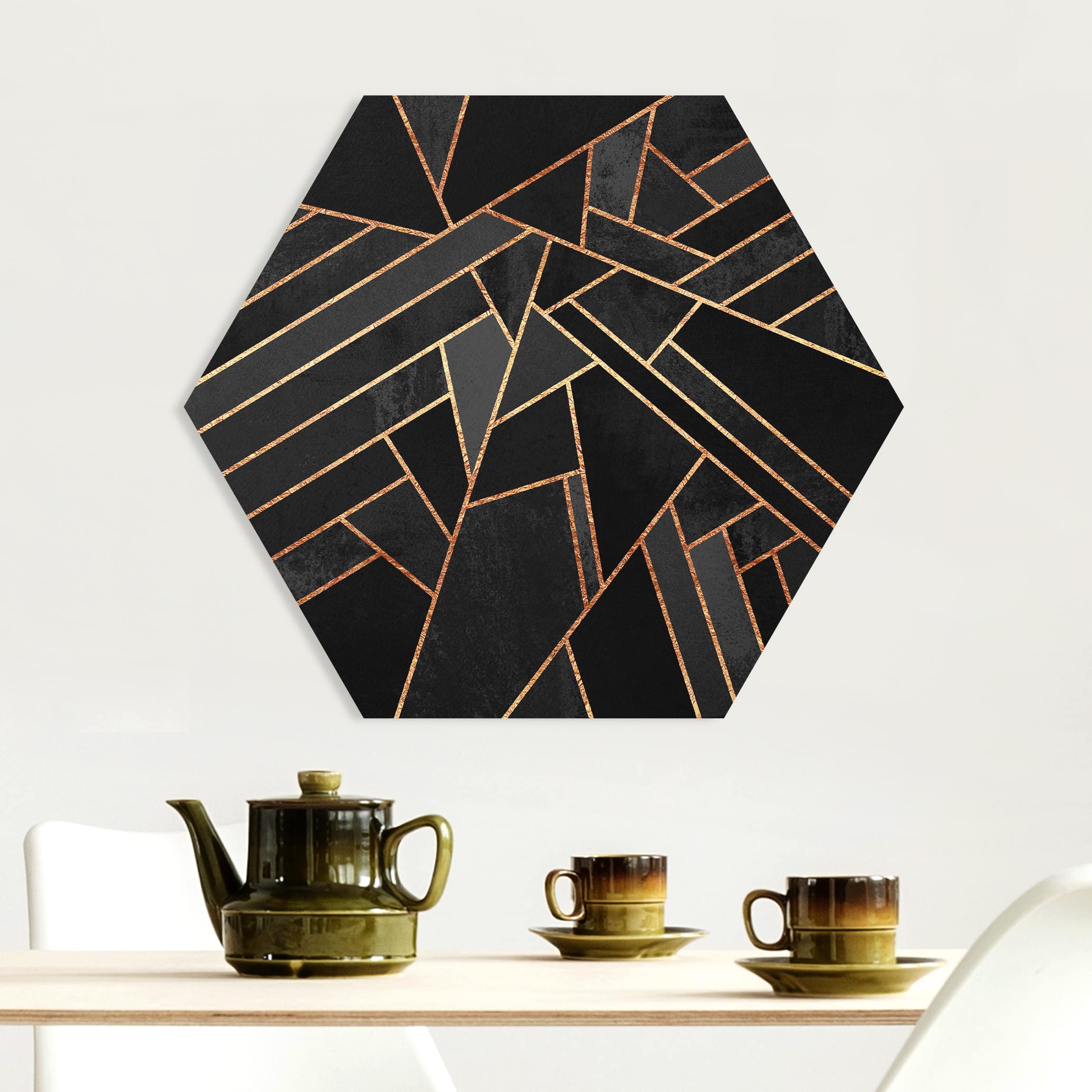 Hexagon-Forexbild Schwarze Dreiecke Gold