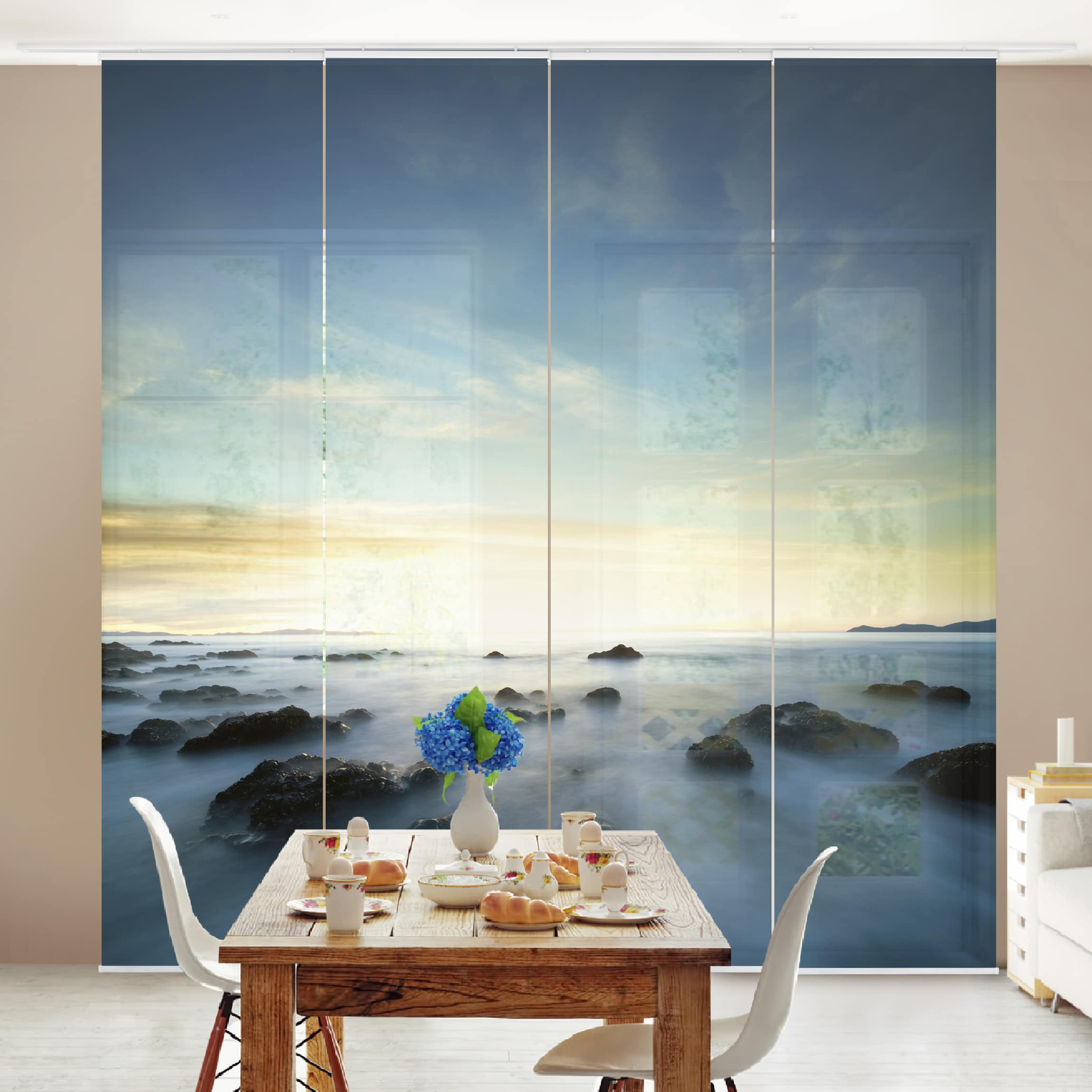 Schiebegardine Set Sonnenuntergang über dem Ozean