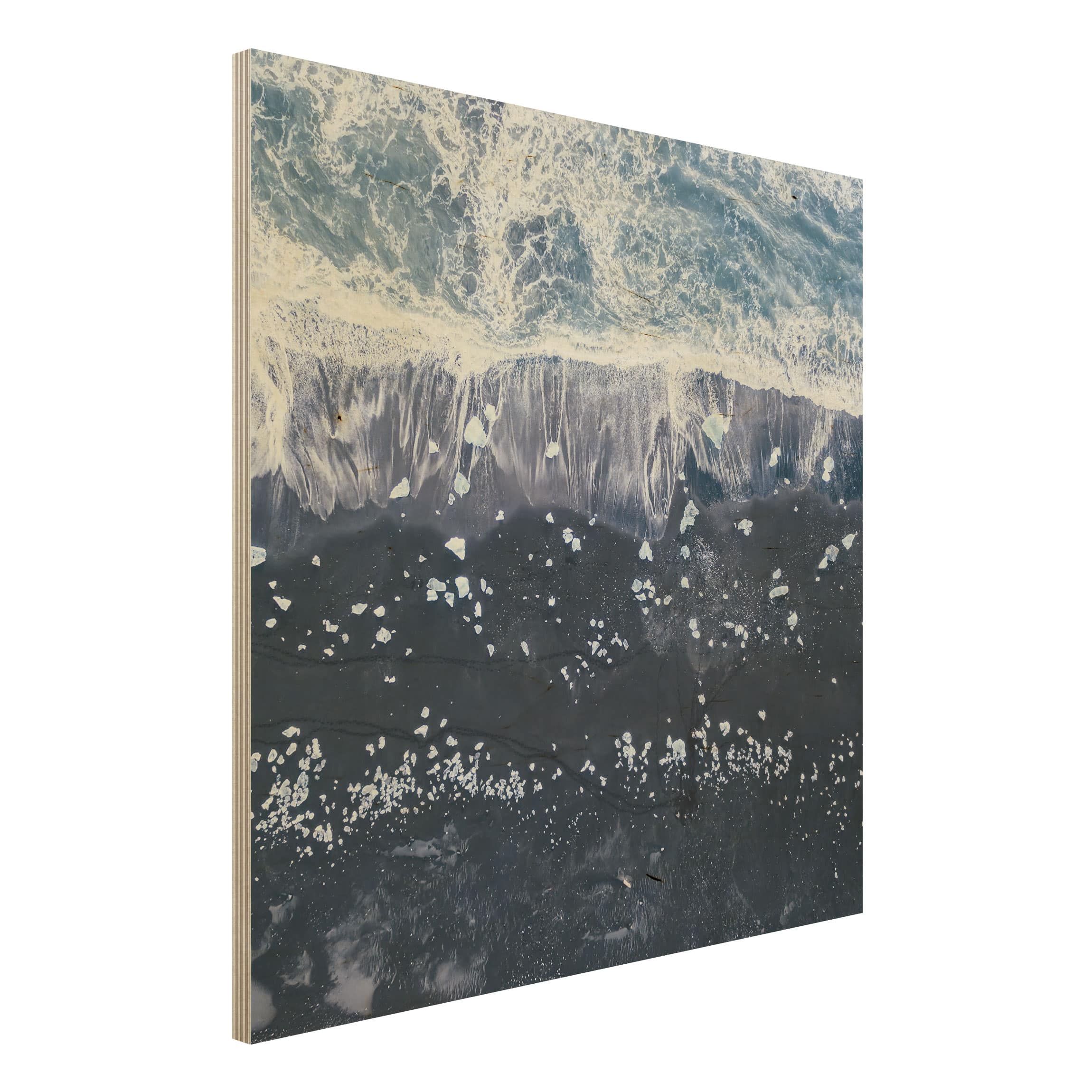 Holzbild - Quadrat Luftbild - Jökulsárlón in Island