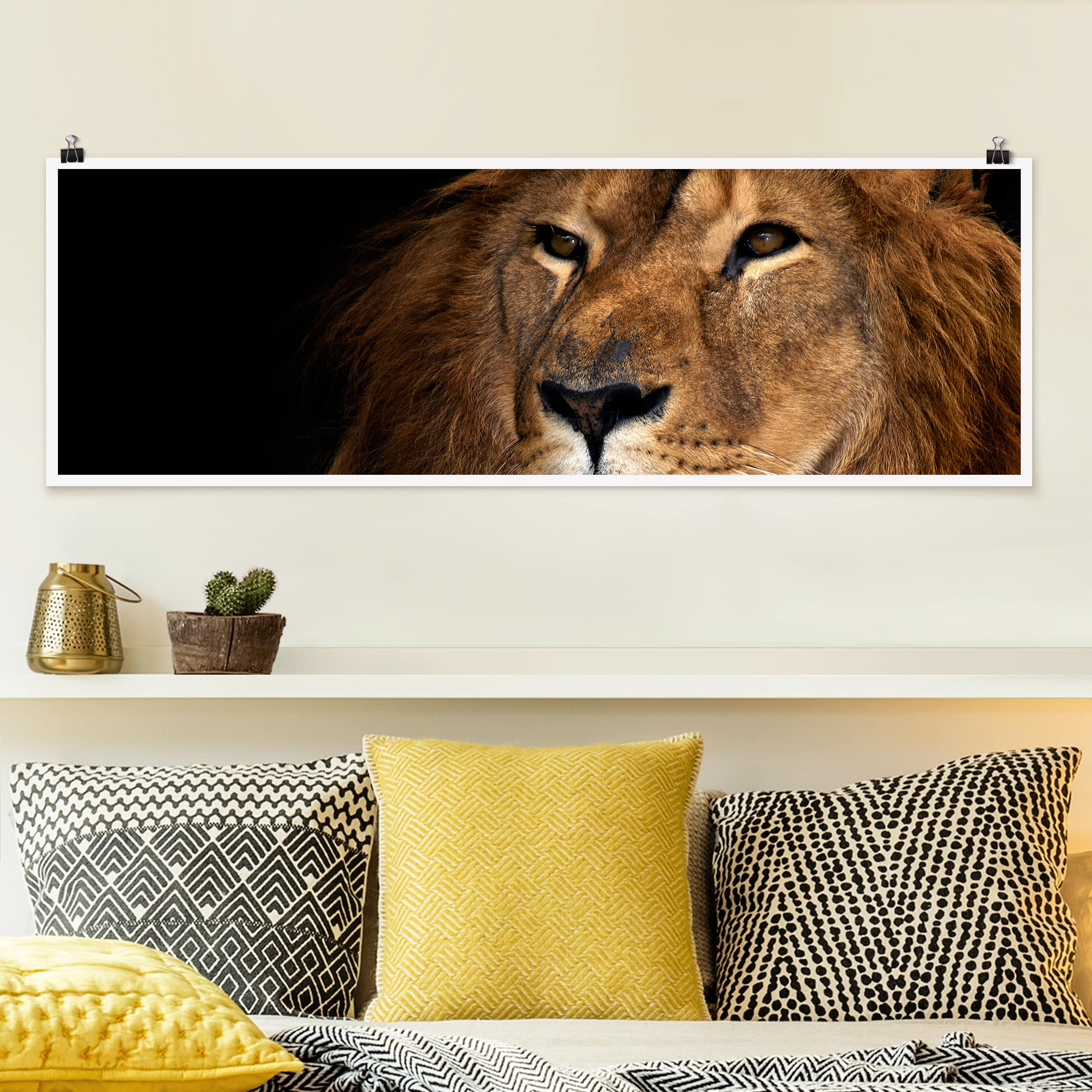 Panorama Poster Tiere Löwenblick