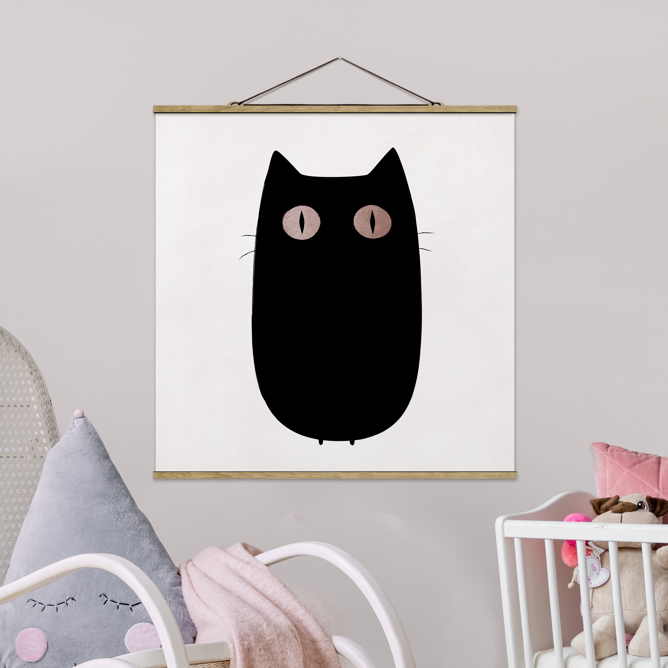 Stoffbild Schwarze Katze Illustration