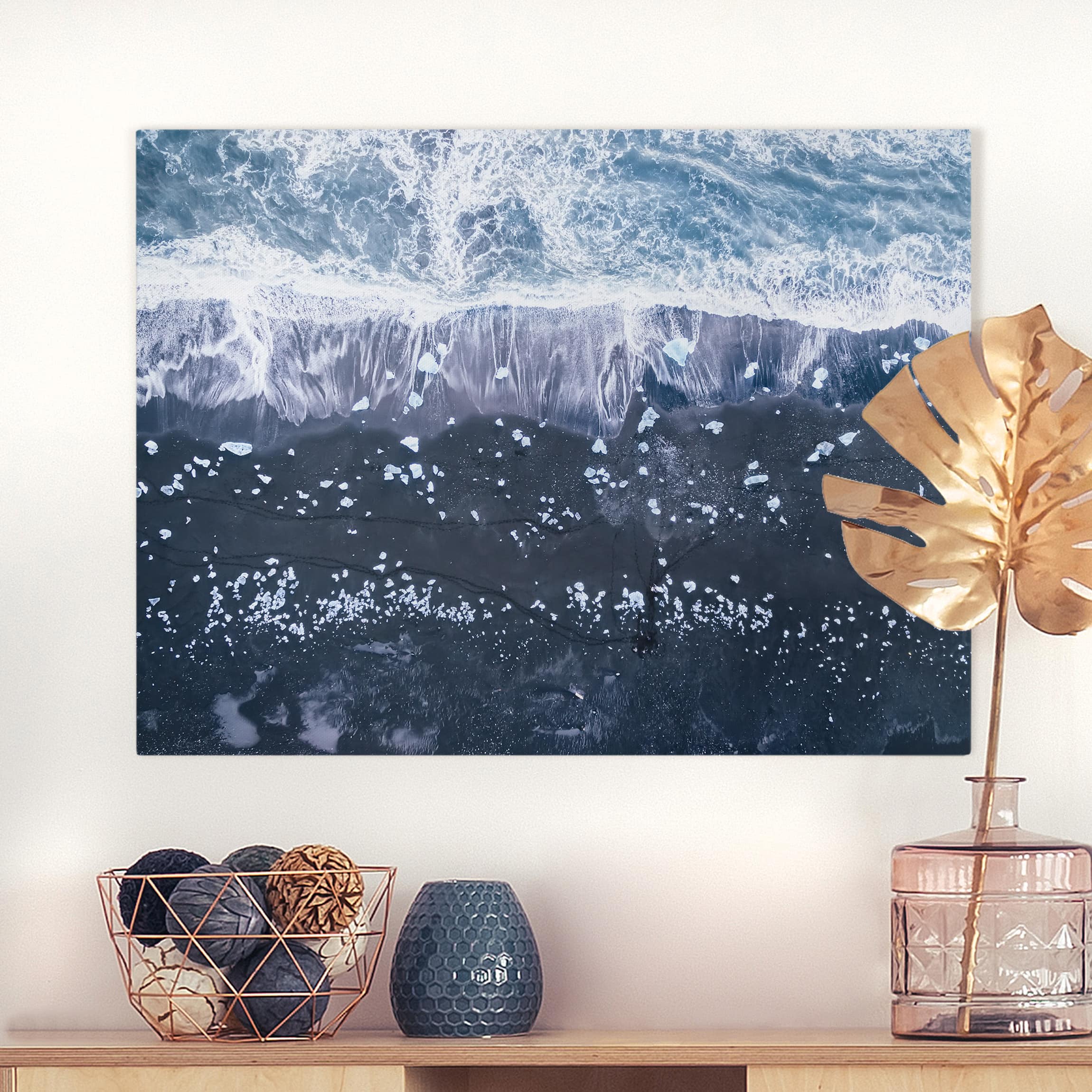 Leinwandbild - Querformat Luftbild - Jökulsárlón in Island