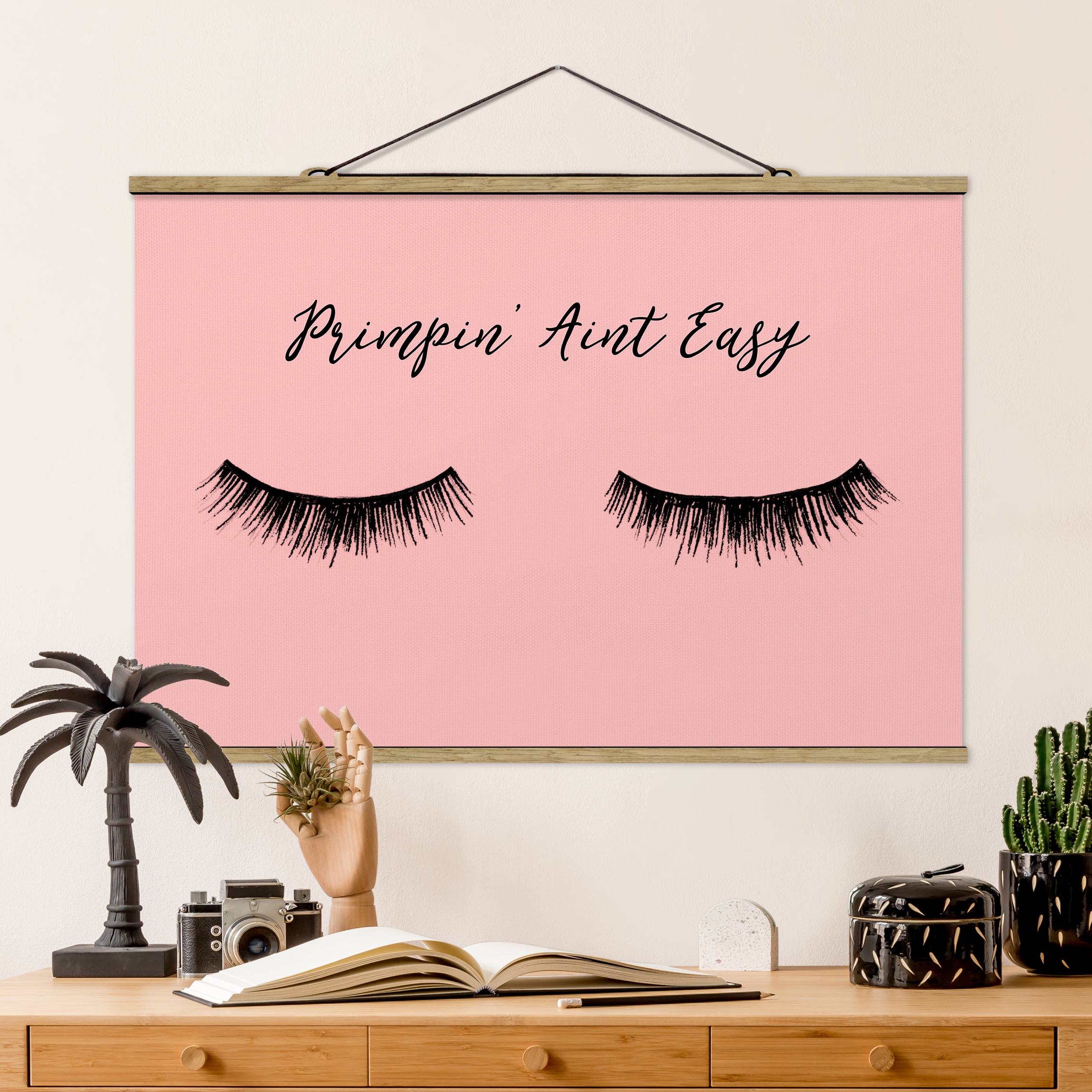 Stoffbild mit Posterleisten Wimpern Chat - Primpin'