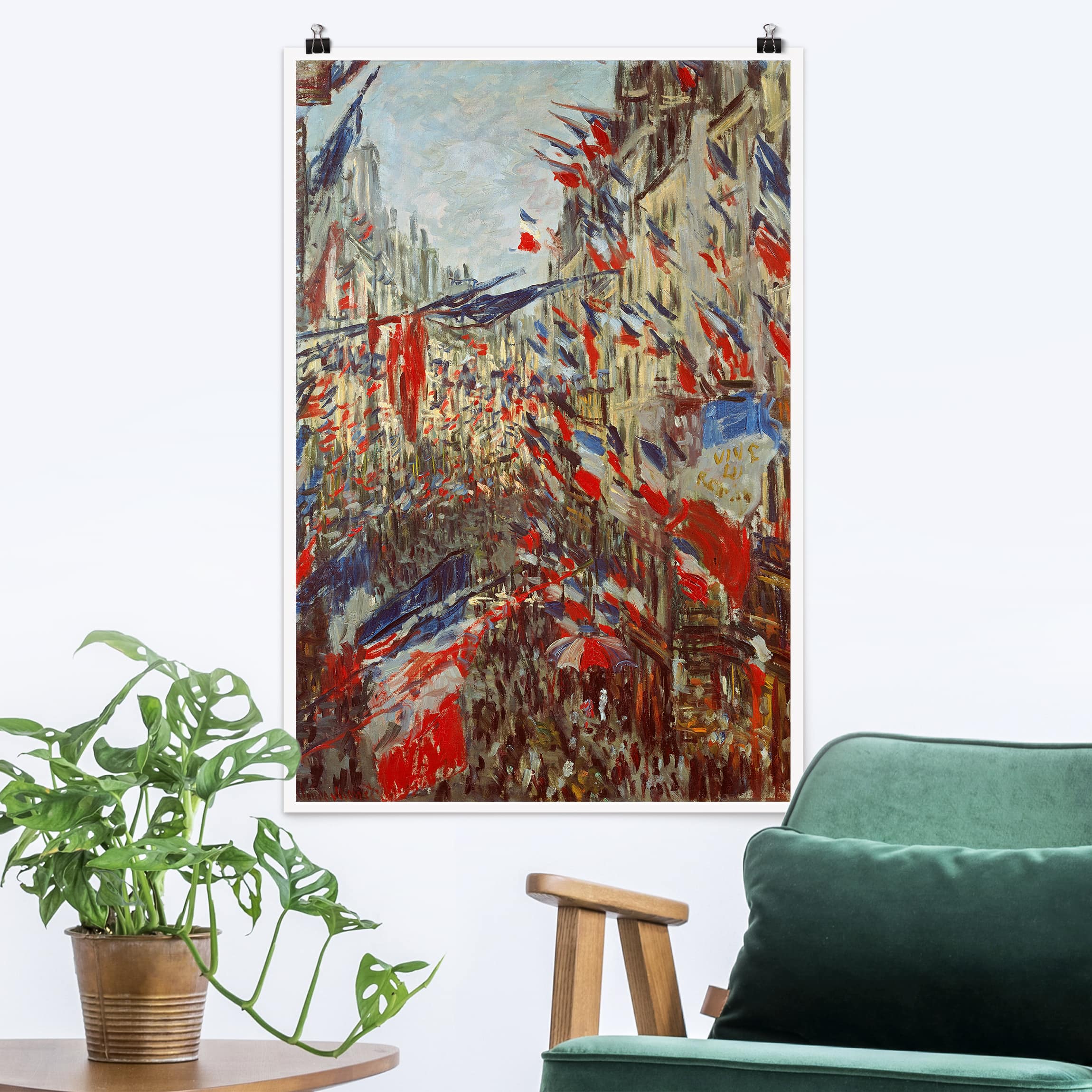 Poster - Hochformat Claude Monet - Straße im Flaggenschmuck