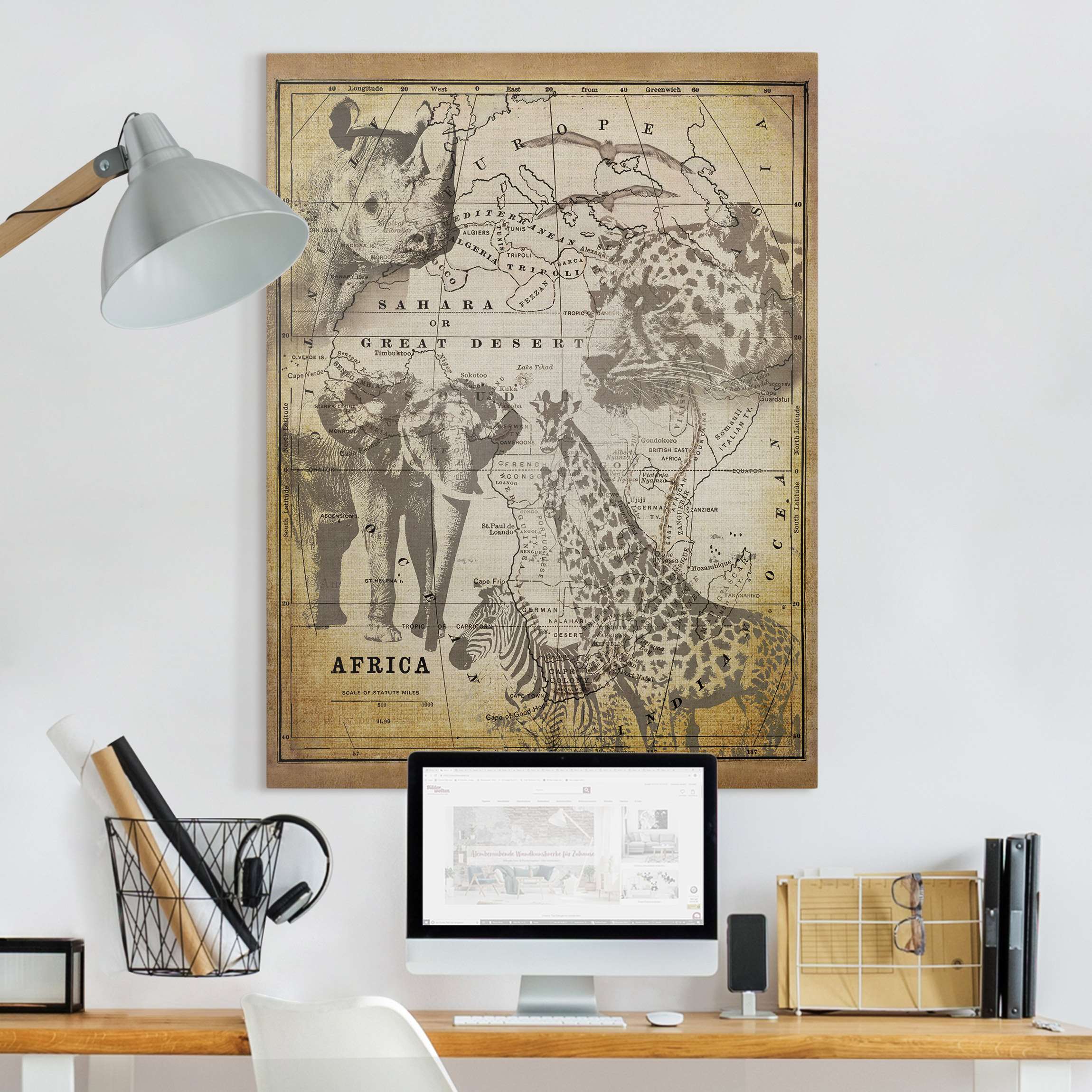 Leinwandbild Vintage Collage - Africa Wildlife