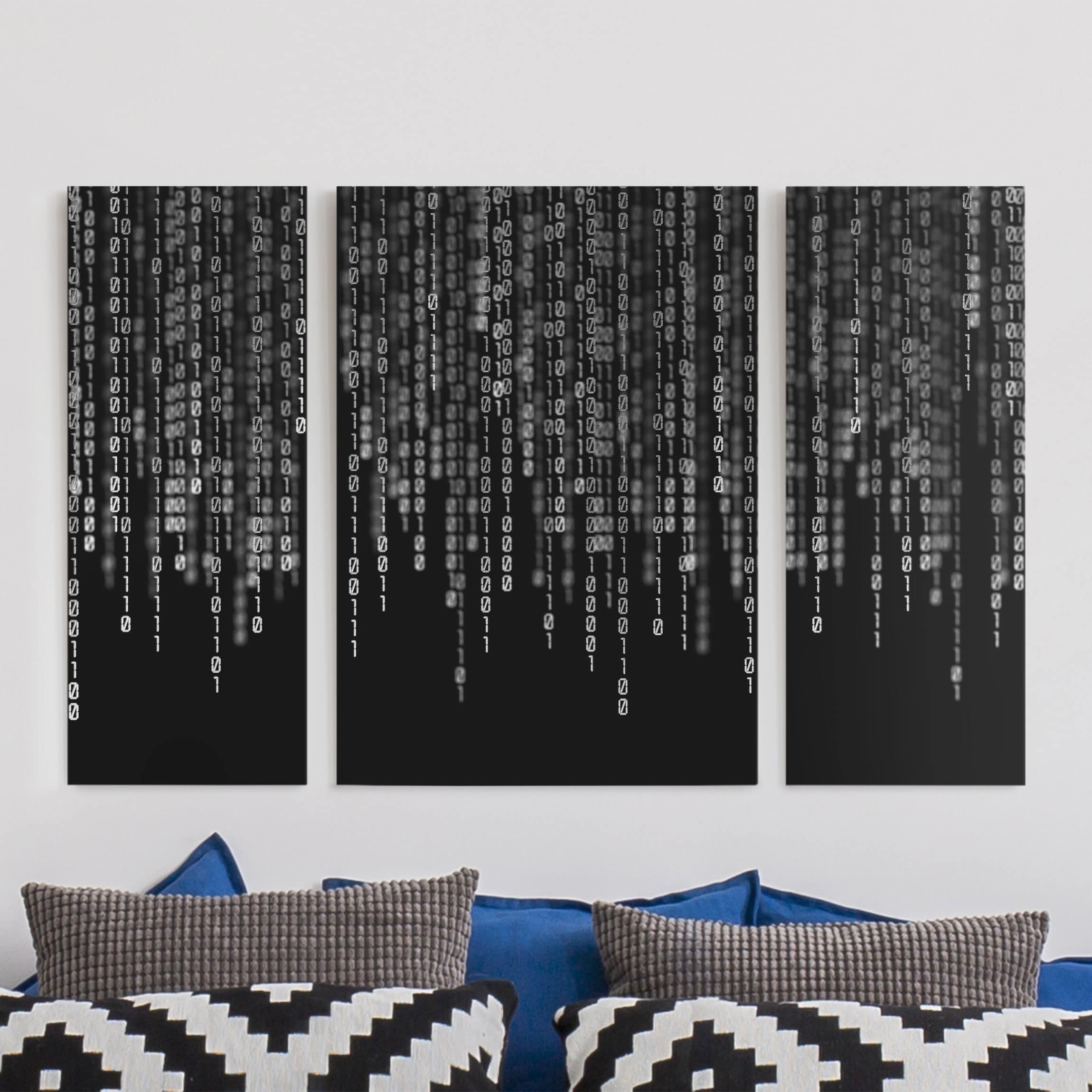 3-teiliges Leinwandbild - Querformat Binärischer Code II