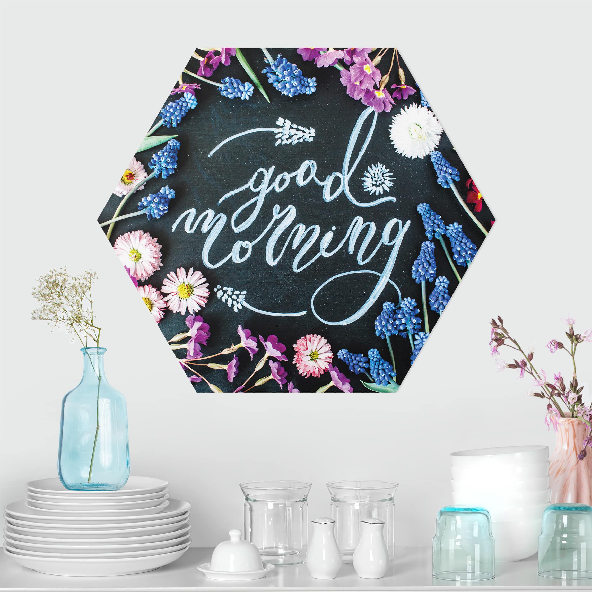 Hexagon-Alu-Dibond Bild Good morning