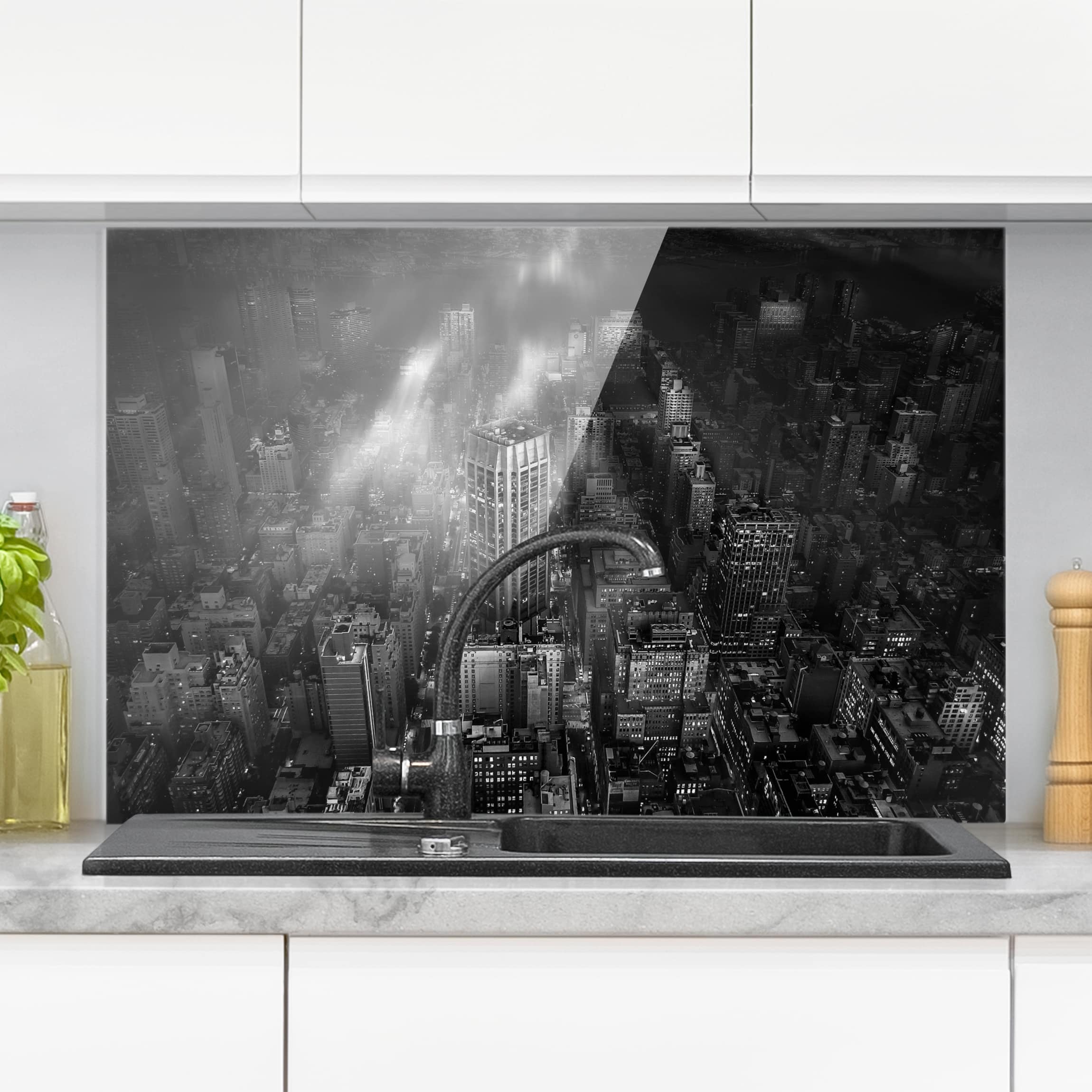 Glas Spritzschutz - Querformat 3:2 Sonnenlicht über New York City