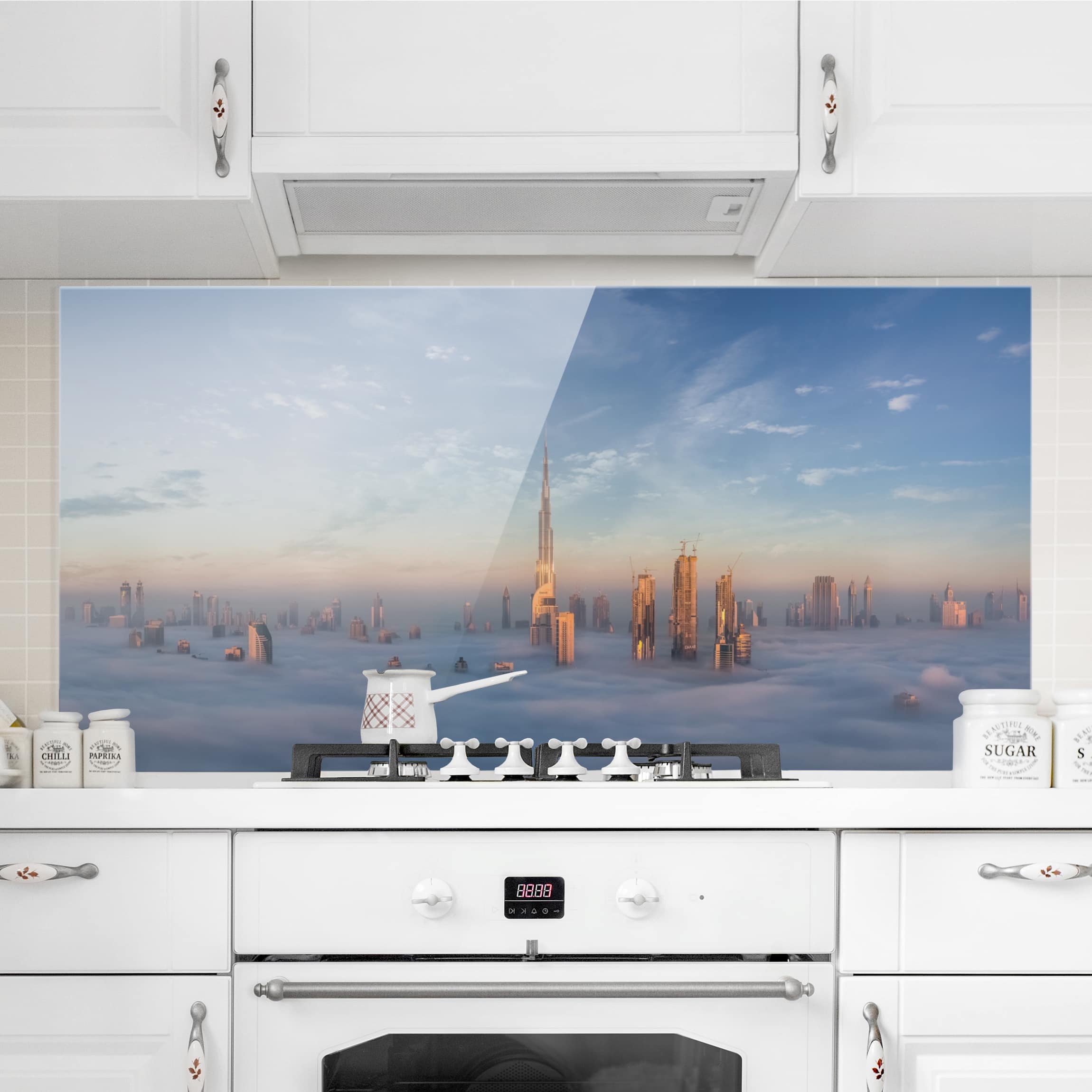 Glas Spritzschutz - Querformat 2:1 Dubai über den Wolken