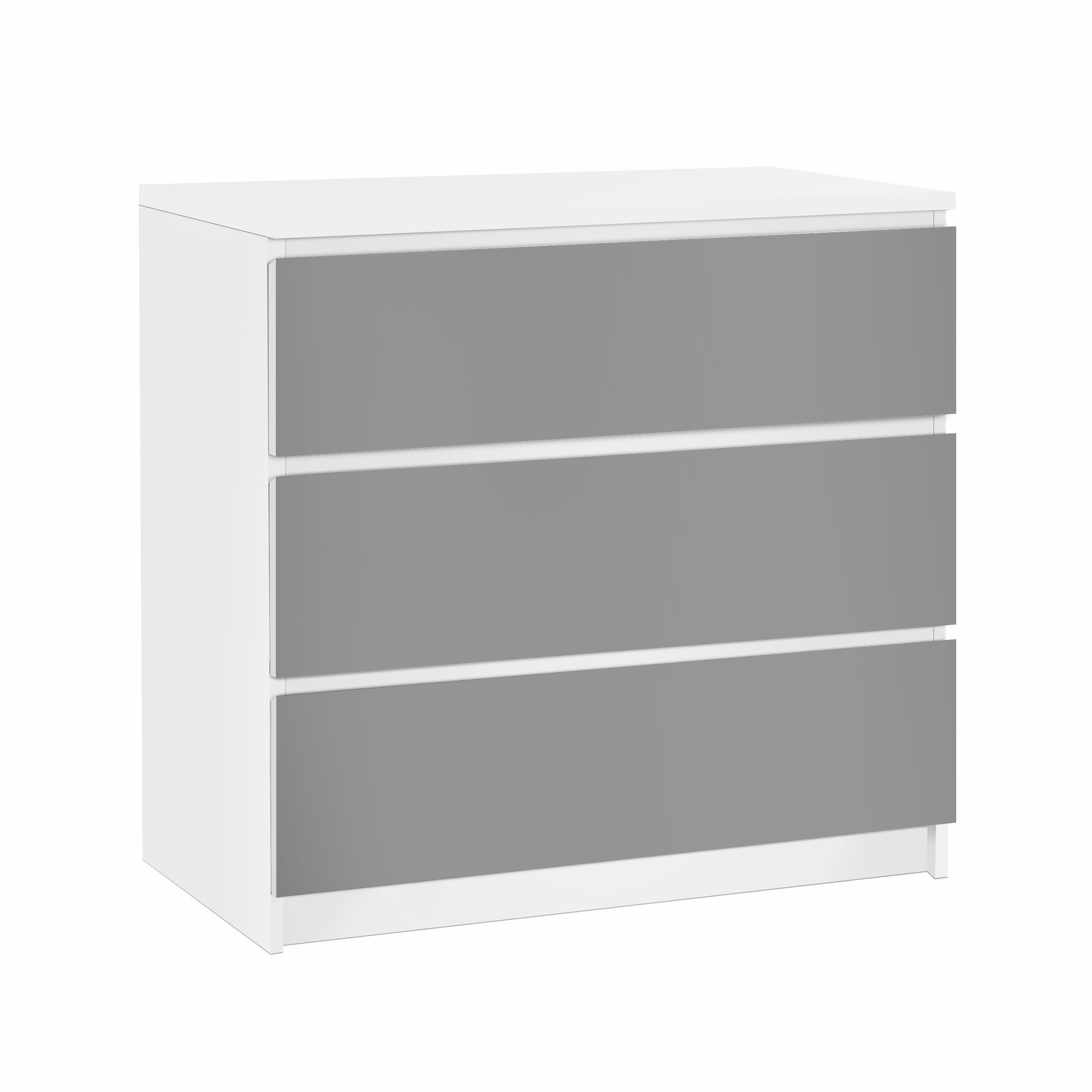 Möbelfolie für IKEA Malm Kommode 3 Schubladen Colour Cool Grey