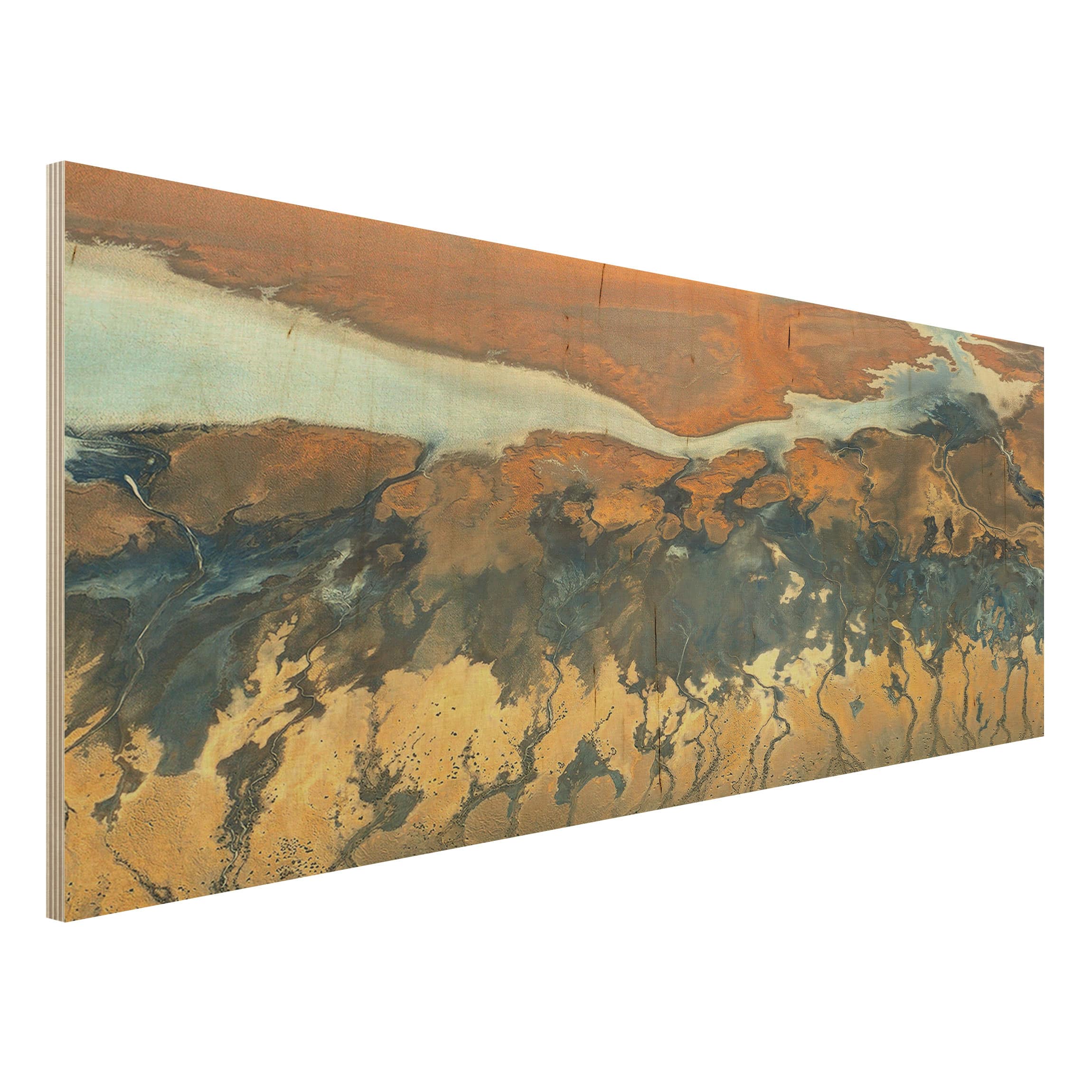 Holzbild - Panorama Kalifornien aus der Luft