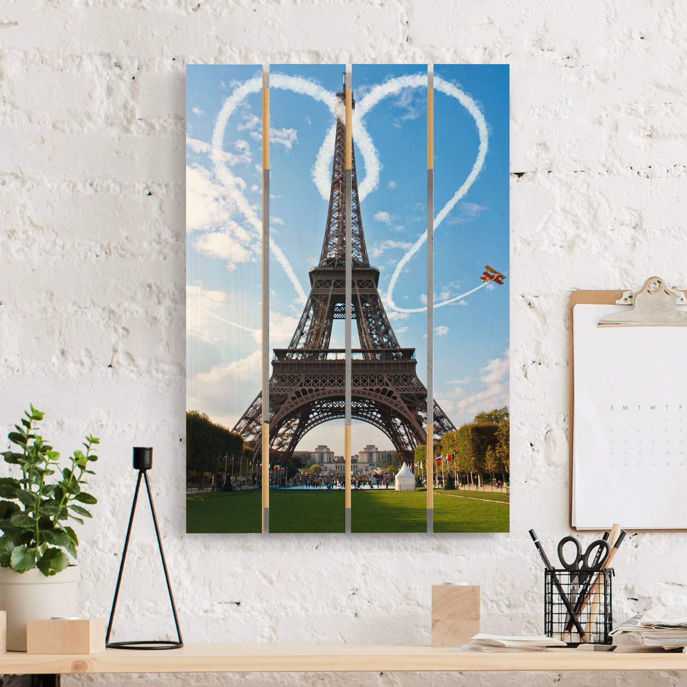 Holzbild Plankenoptik Paris - City of Love