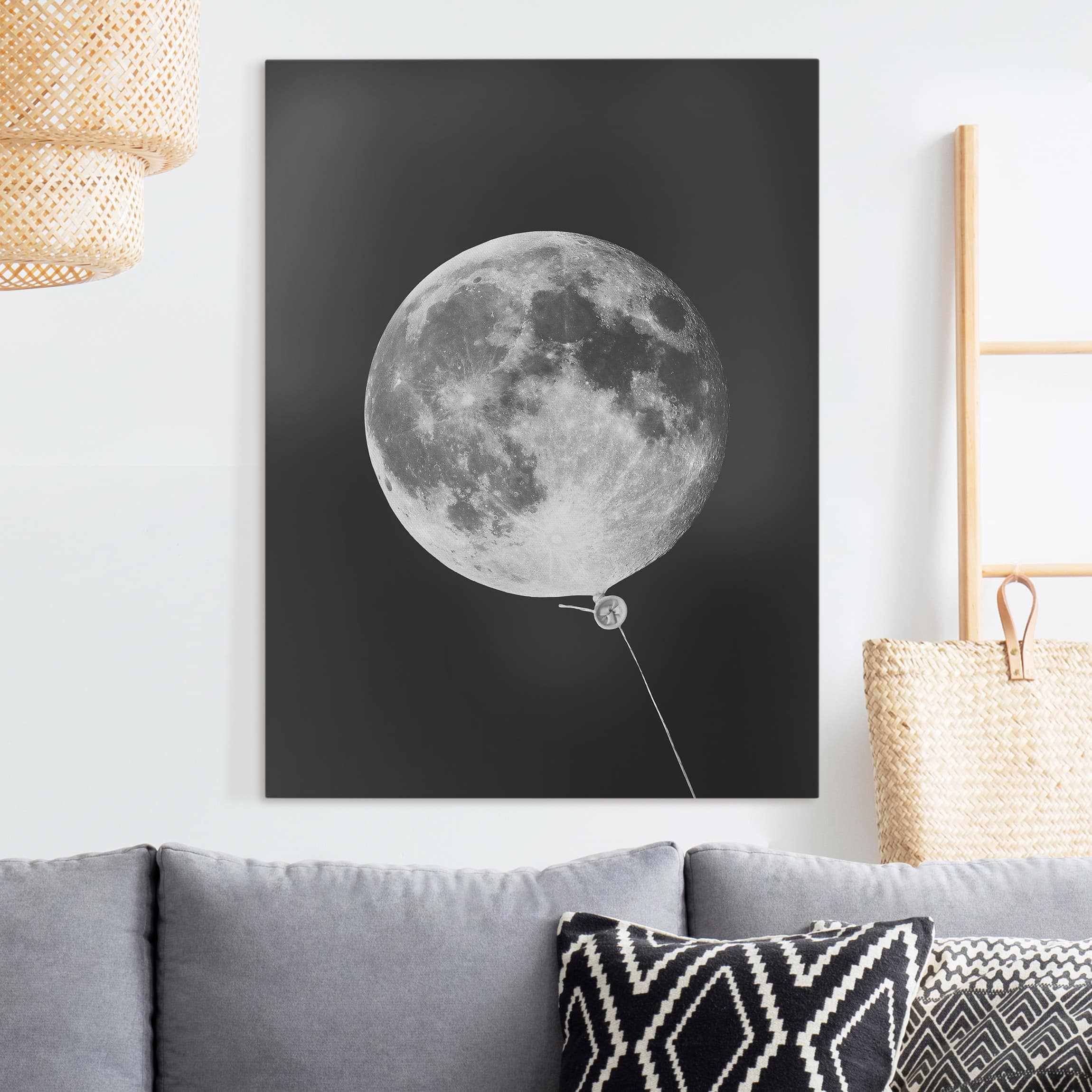 Leinwandbild Luftballon mit Mond