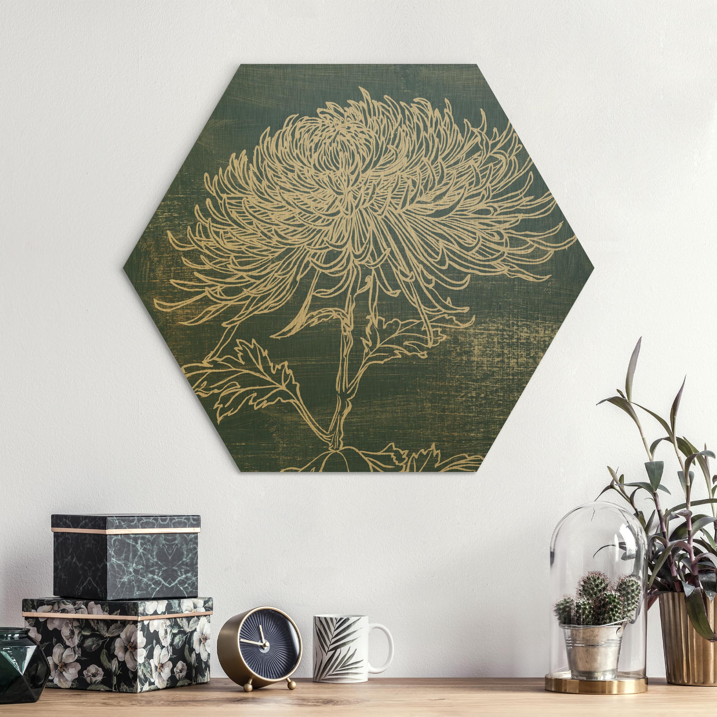 Hexagon-Alu-Dibond Bild Indigo-Pflanzen II