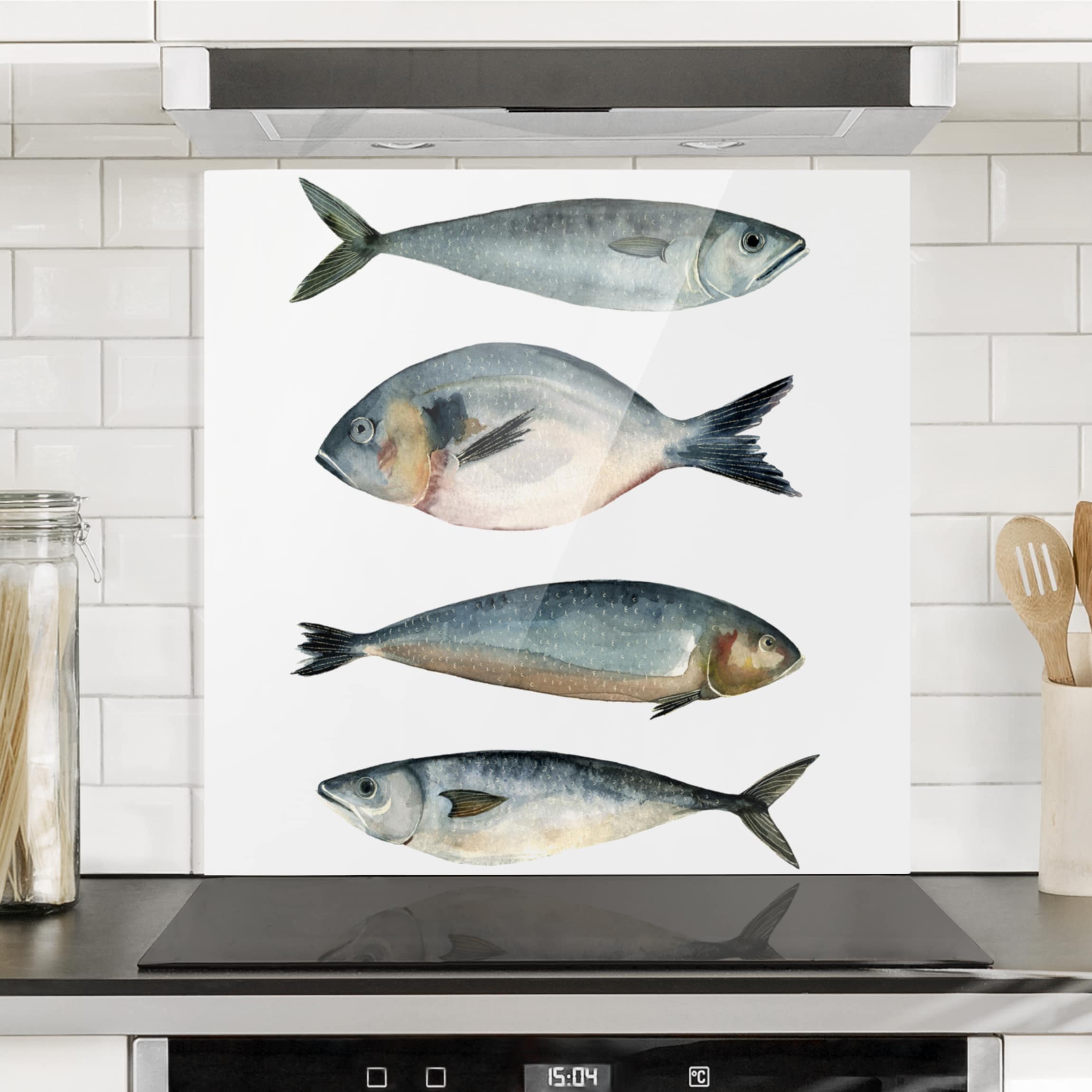 Spritzschutz Vier Fische in Aquarell II