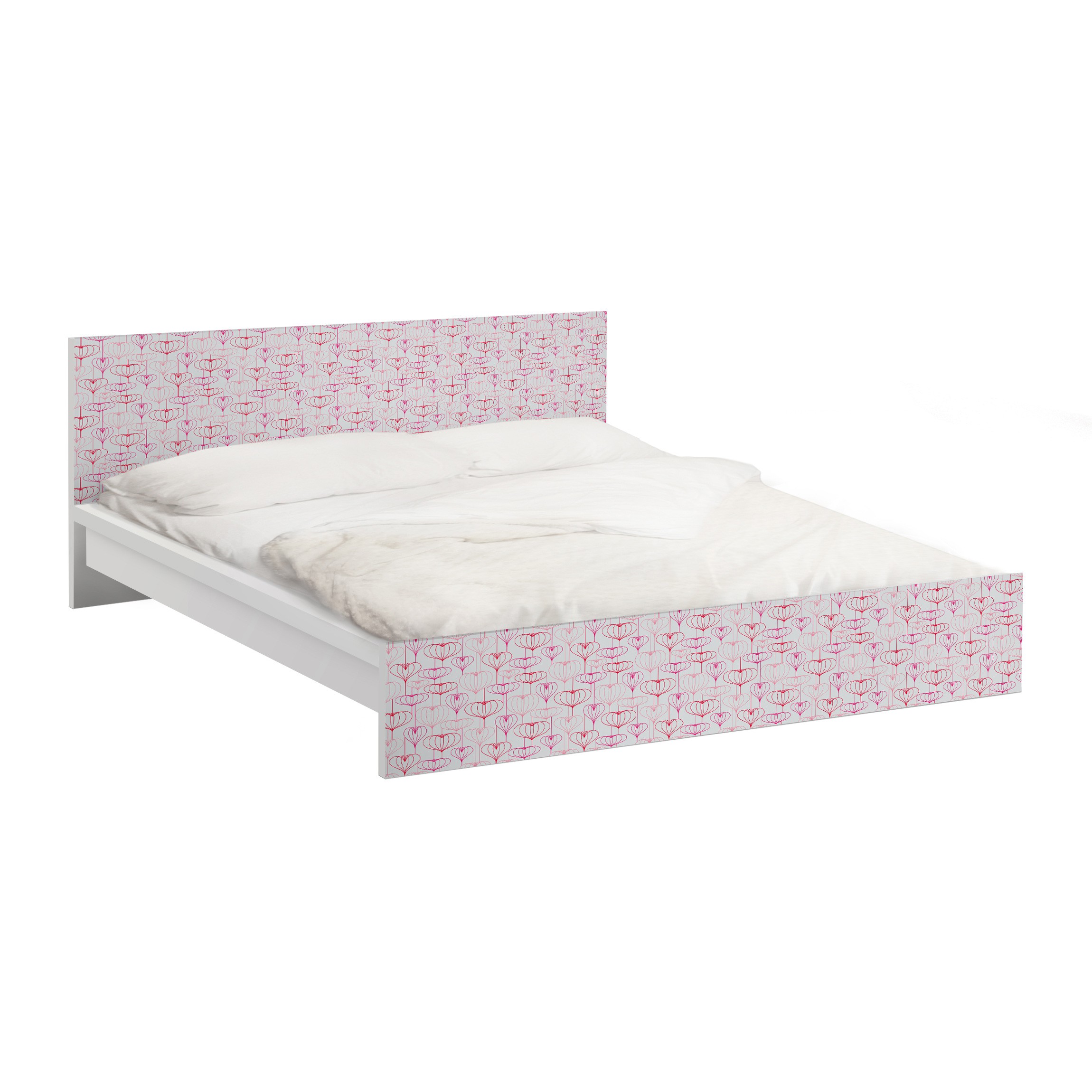Möbelfolie für IKEA Malm Bett 140 cm Breite Herzmuster