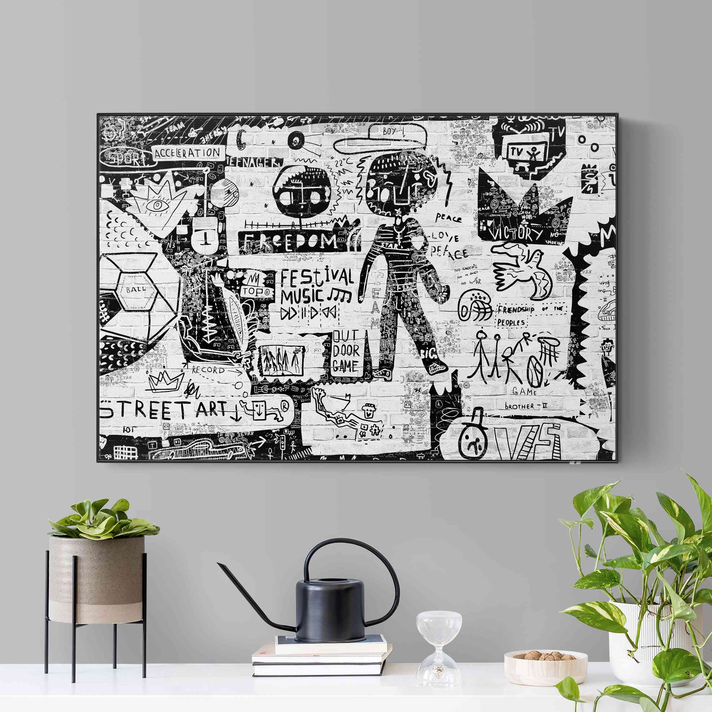 Akustik-Wechselbild Abstract Graffiti Art Schwarz Weiß