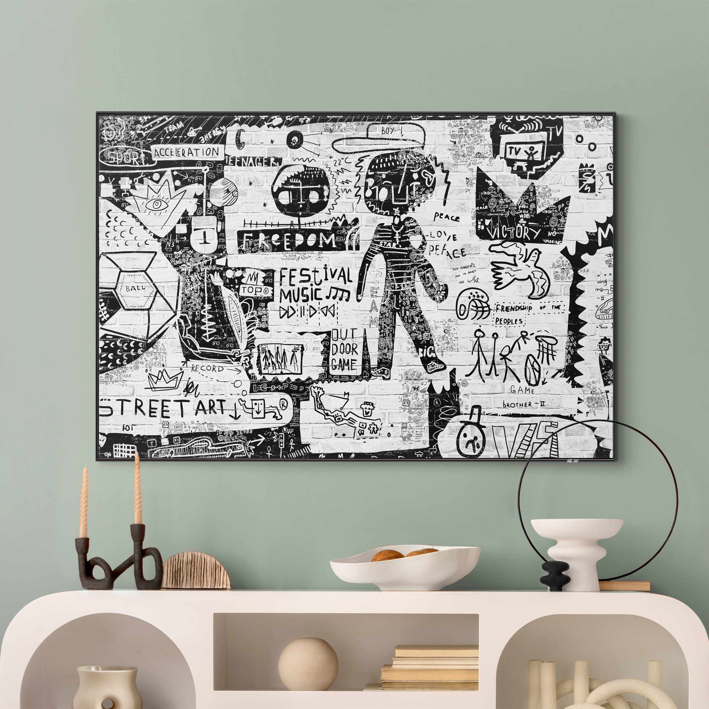 Wechselbild Abstract Graffiti Art Schwarz Weiß