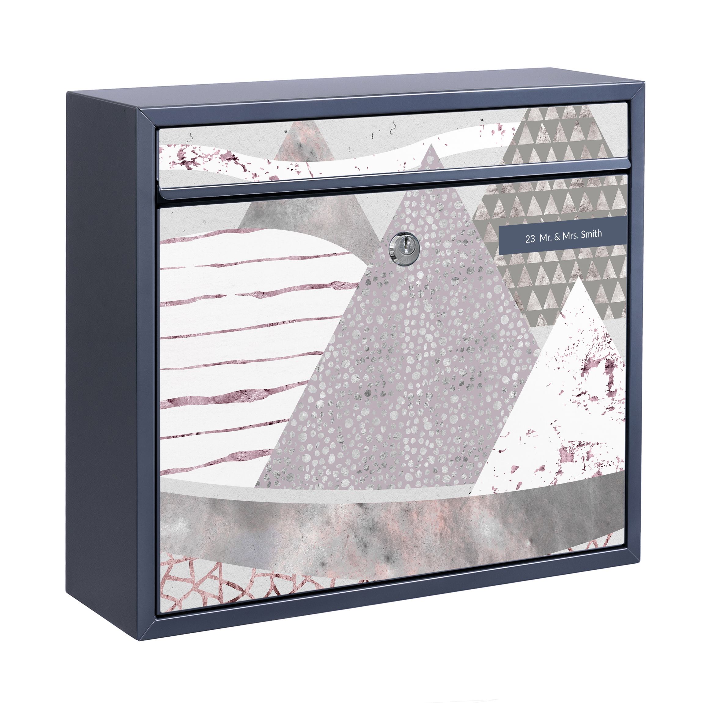 Briefkasten mit eigenem Text Abstrakte Berglandschaft Pastellmuster