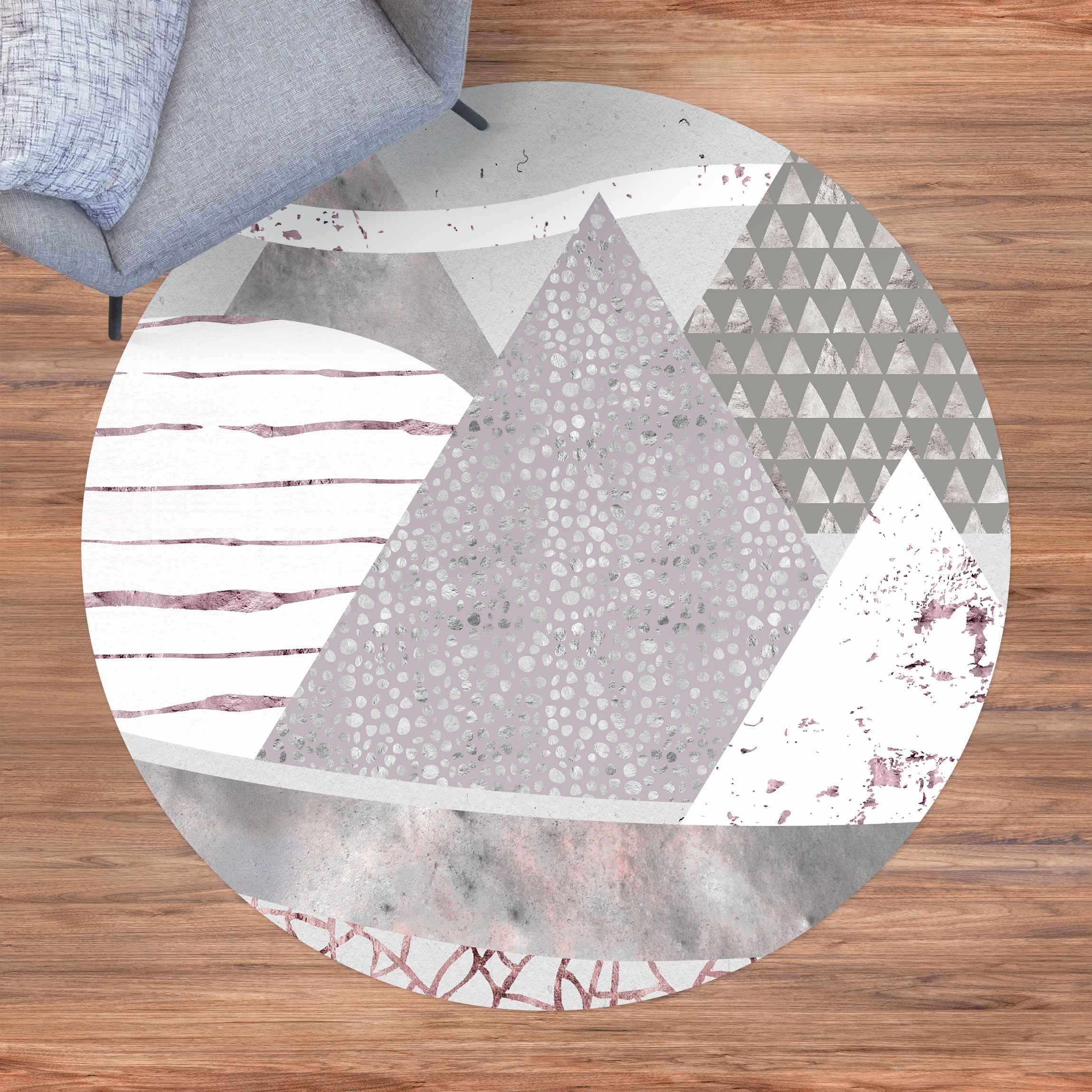 Runder Vinyl-Teppich Abstrakte Berglandschaft Pastellmuster