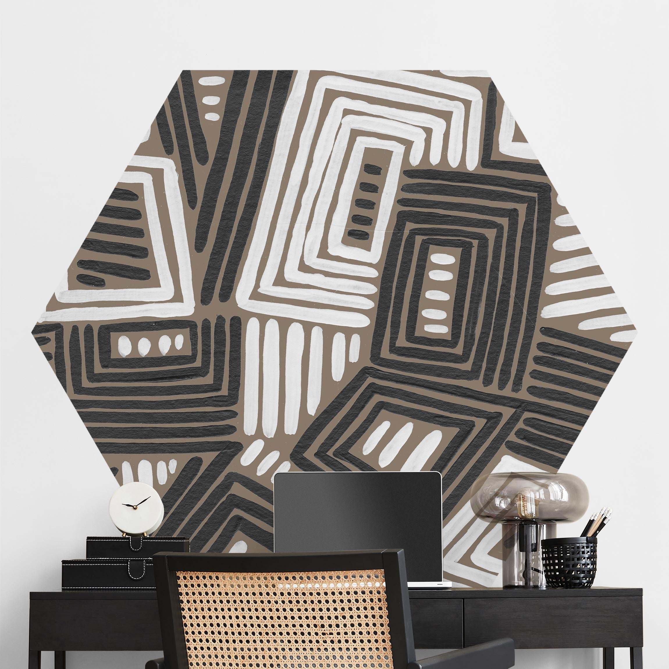 Hexagon Mustertapete Abstrakte Fenster und Stufen