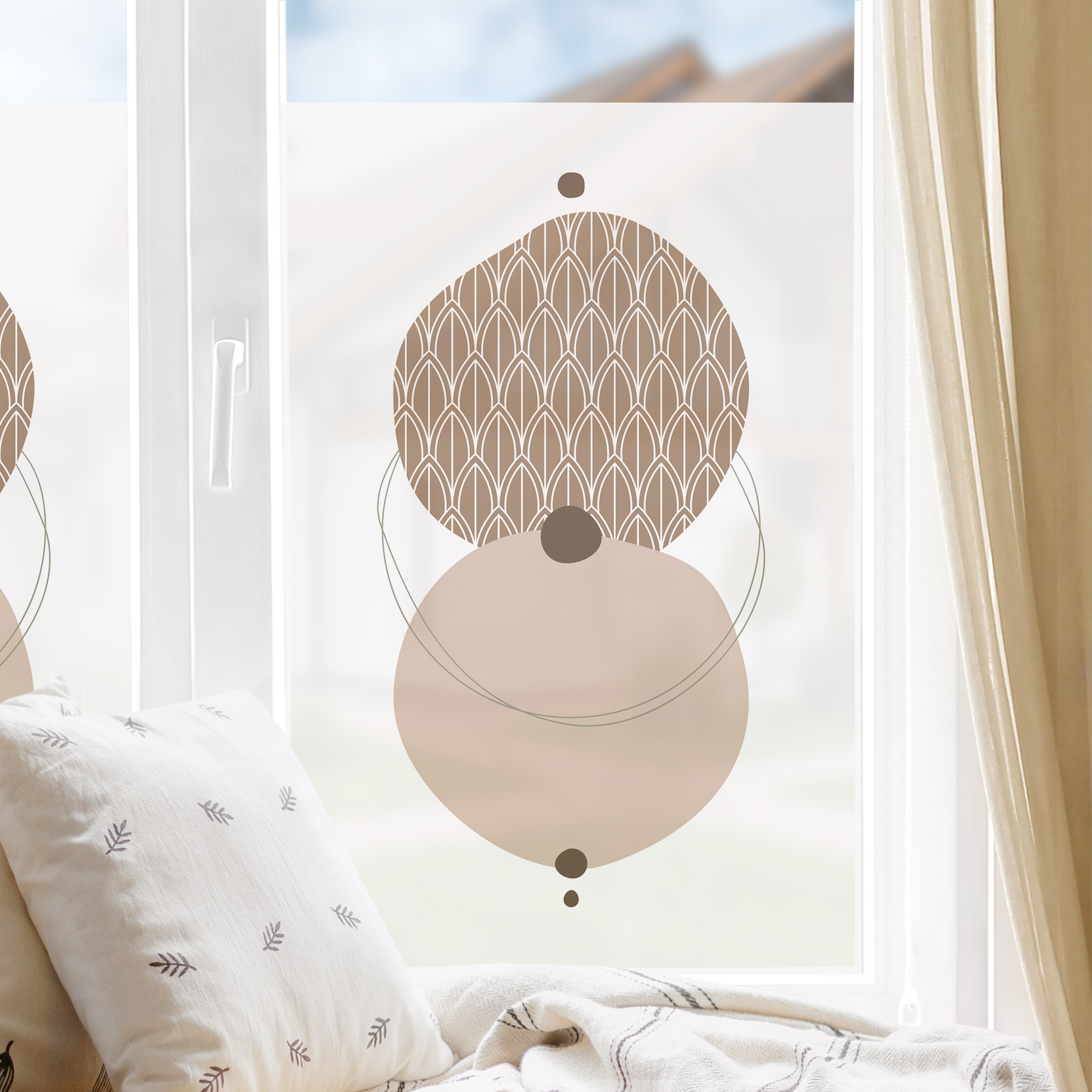 Fensterfolie Abstrakte Formen - Kreise in Beige