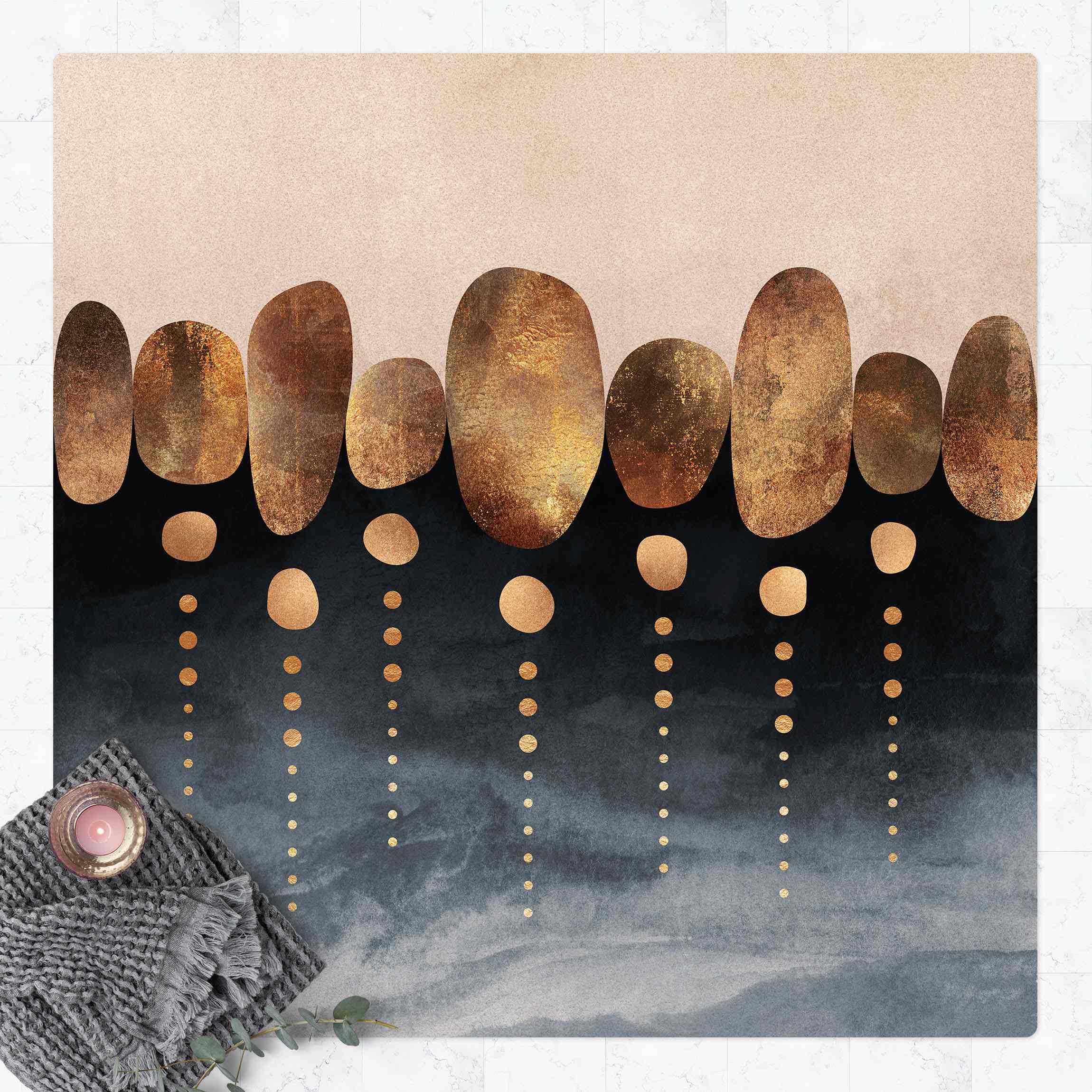 Kork-Teppich Abstrakte goldene Steine