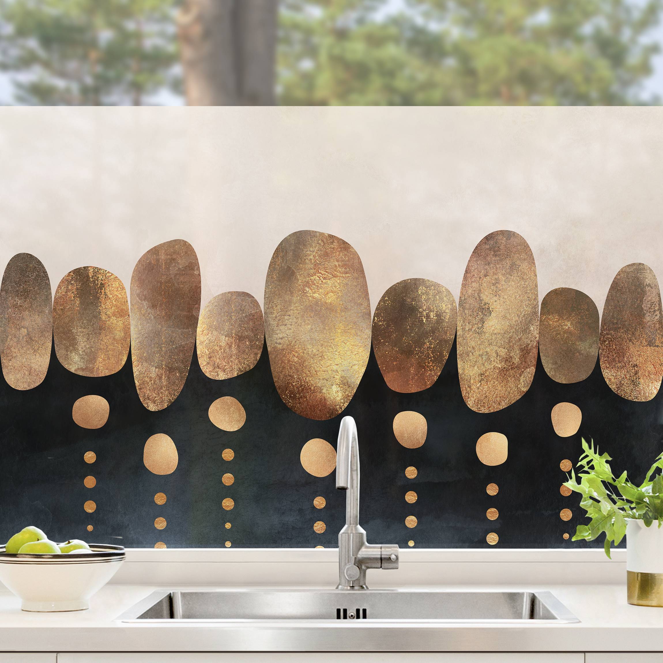 Fensterfolie Abstrakte goldene Steine