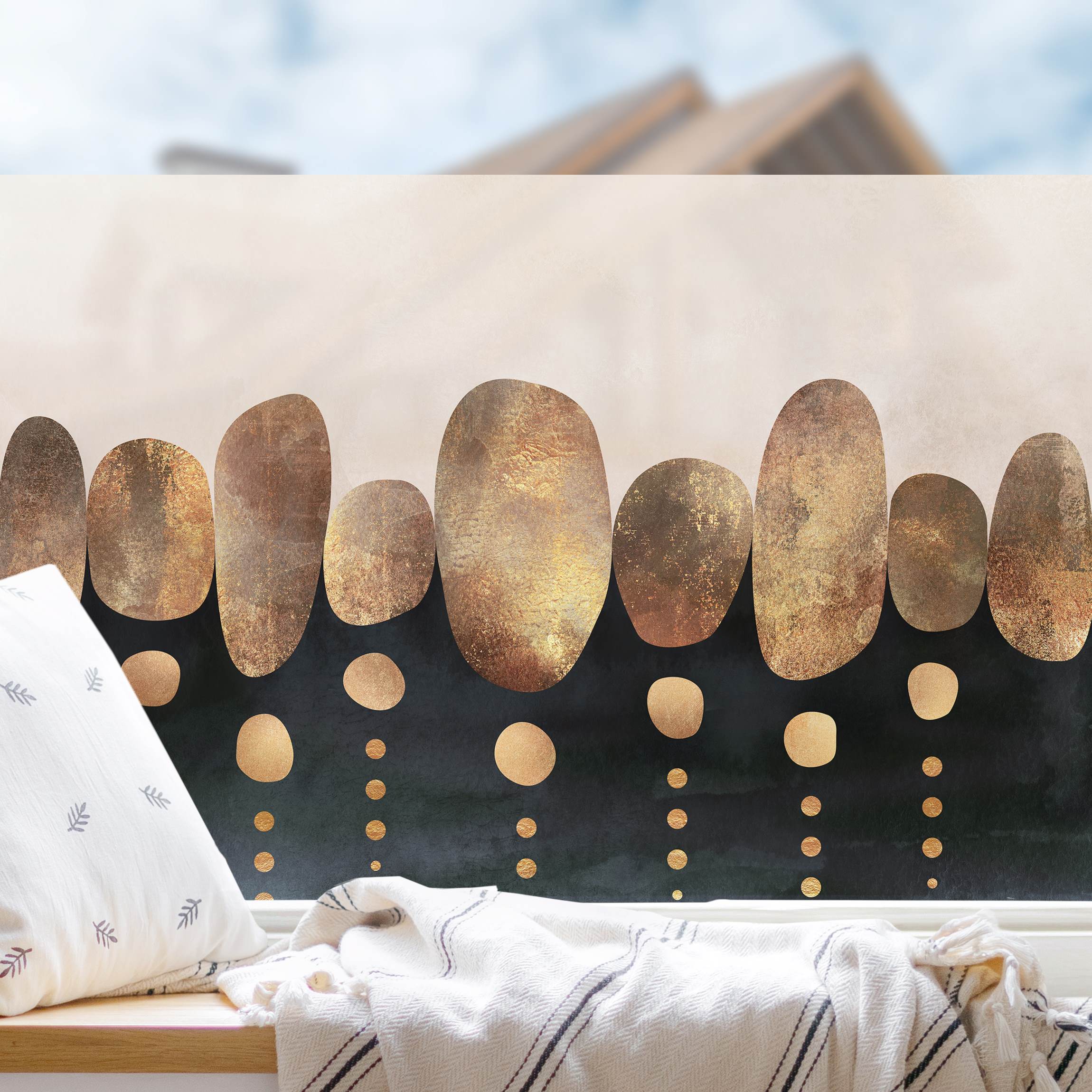 Fensterfolie Abstrakte goldene Steine