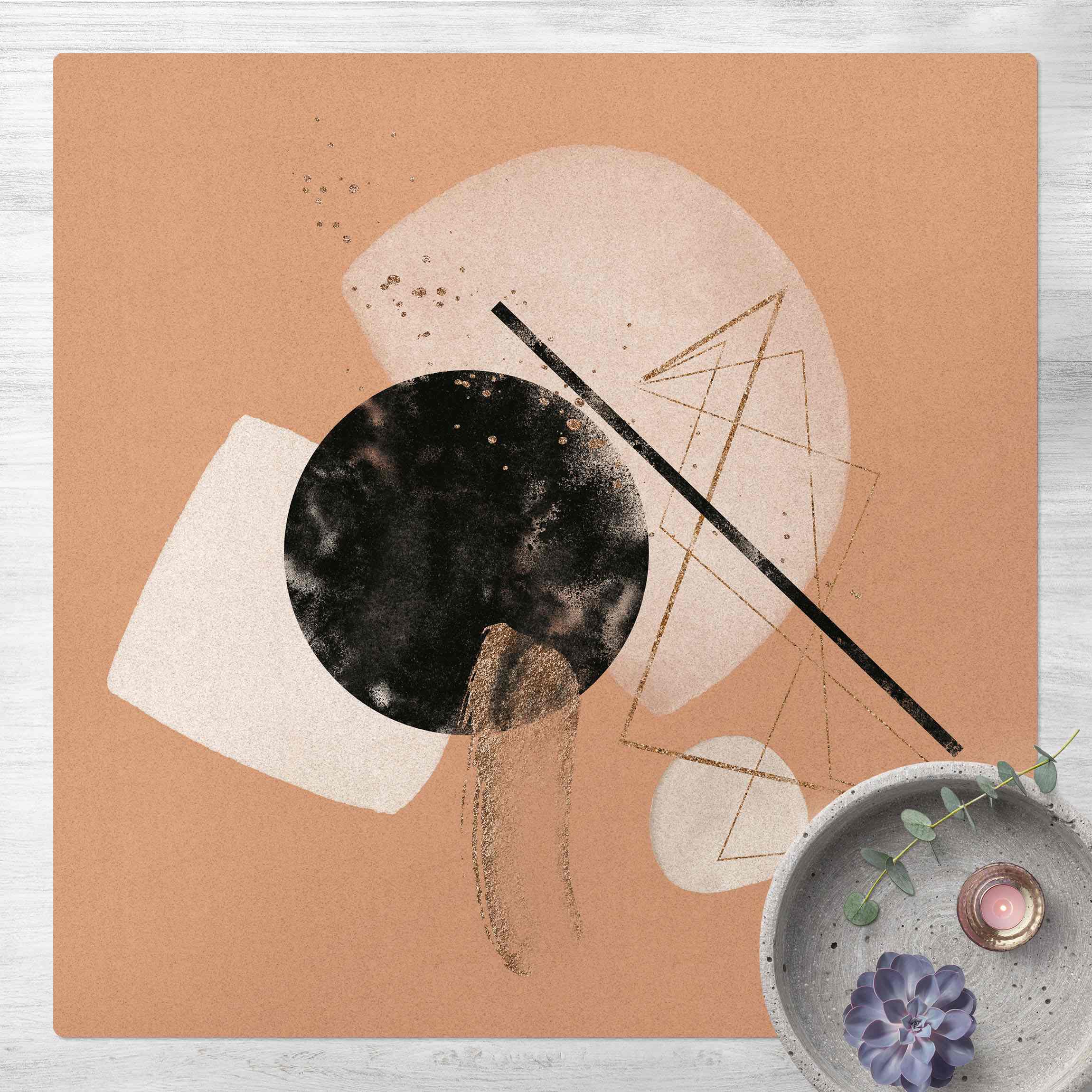 Kork-Teppich Abstrakte Komposition Halbmondgitter