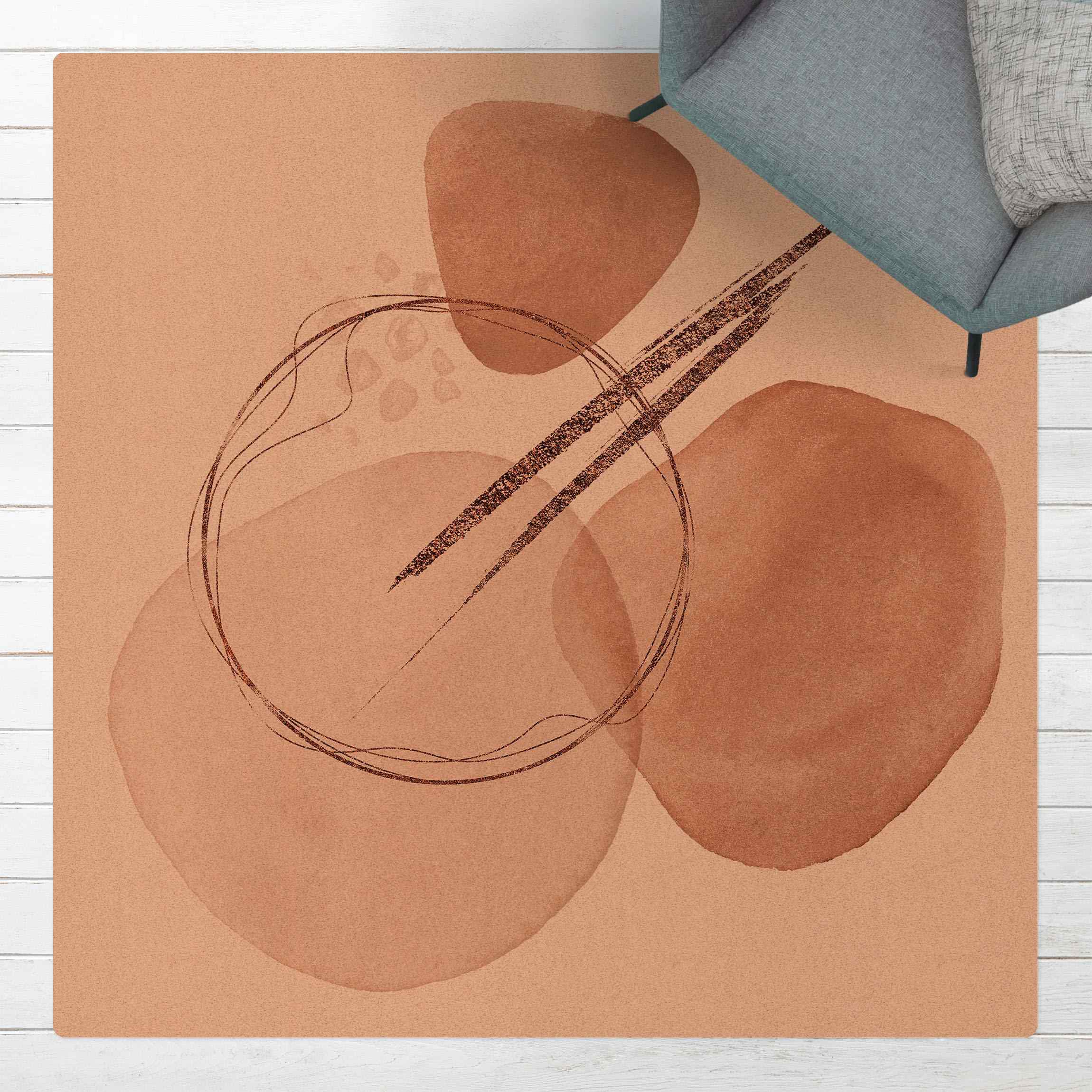 Kork-Teppich Abstrakte Komposition Kupfersteine