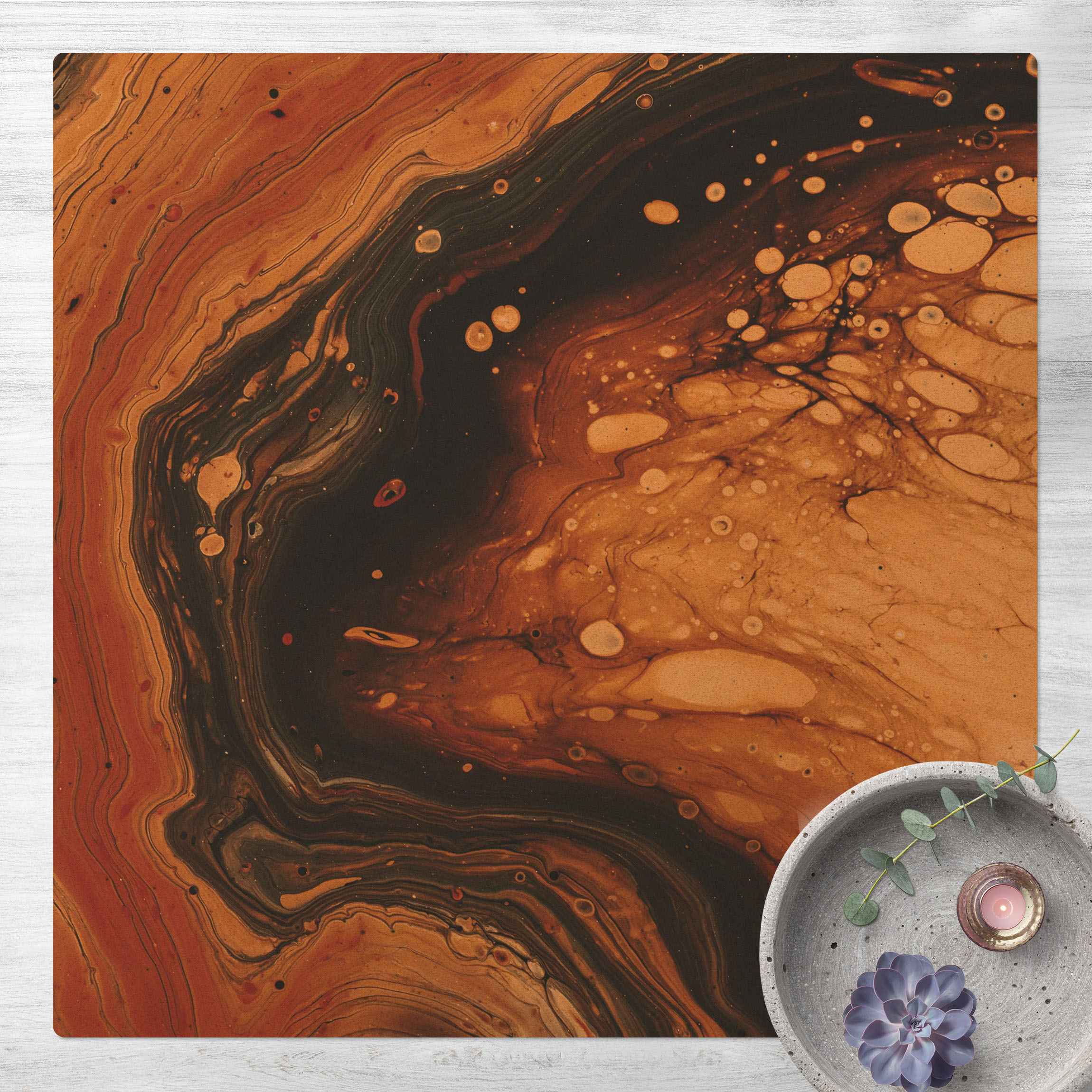 Kork-Teppich Abstrakte Marmorierung Cremebraun