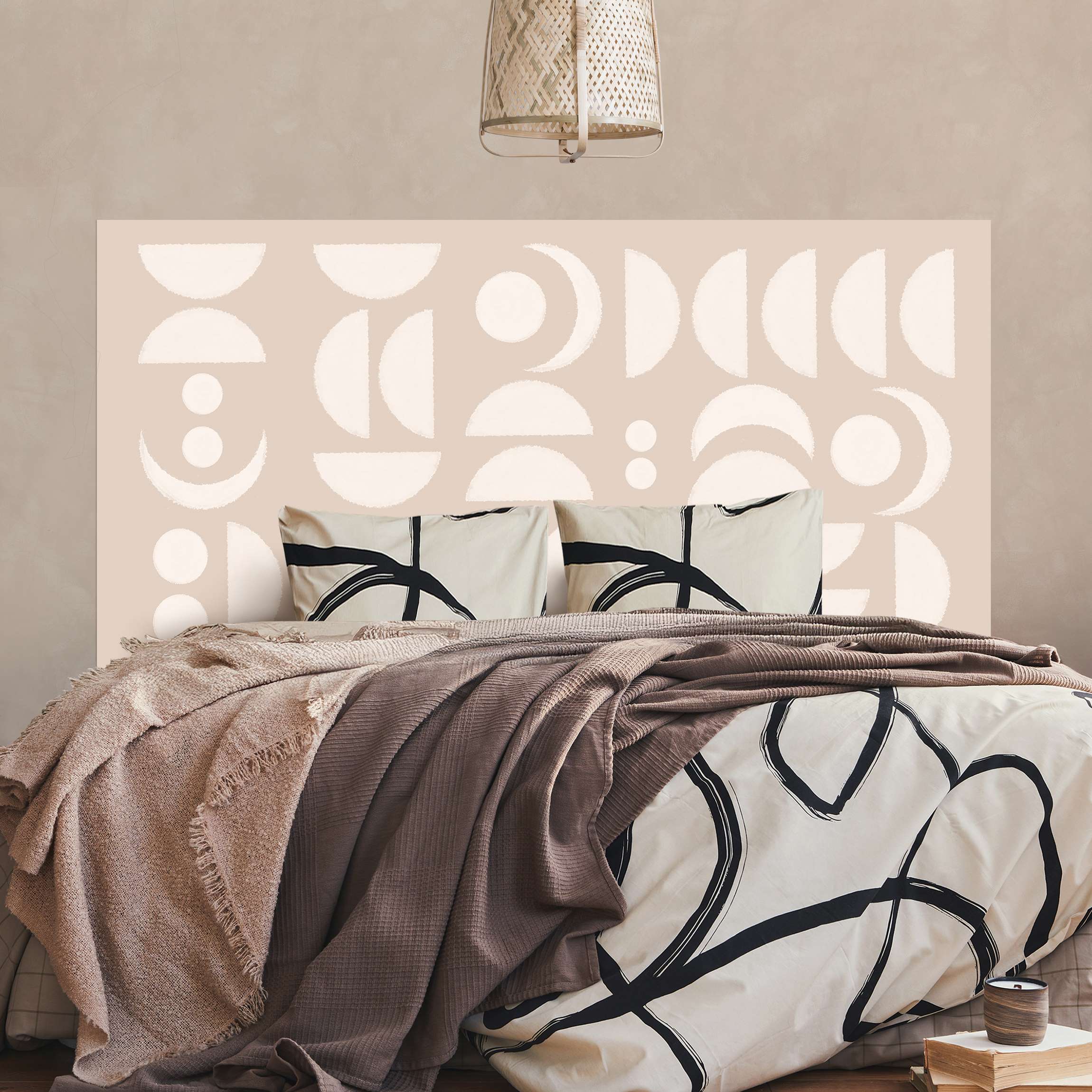 Kopfteil Bett Abstrakte Monde beige