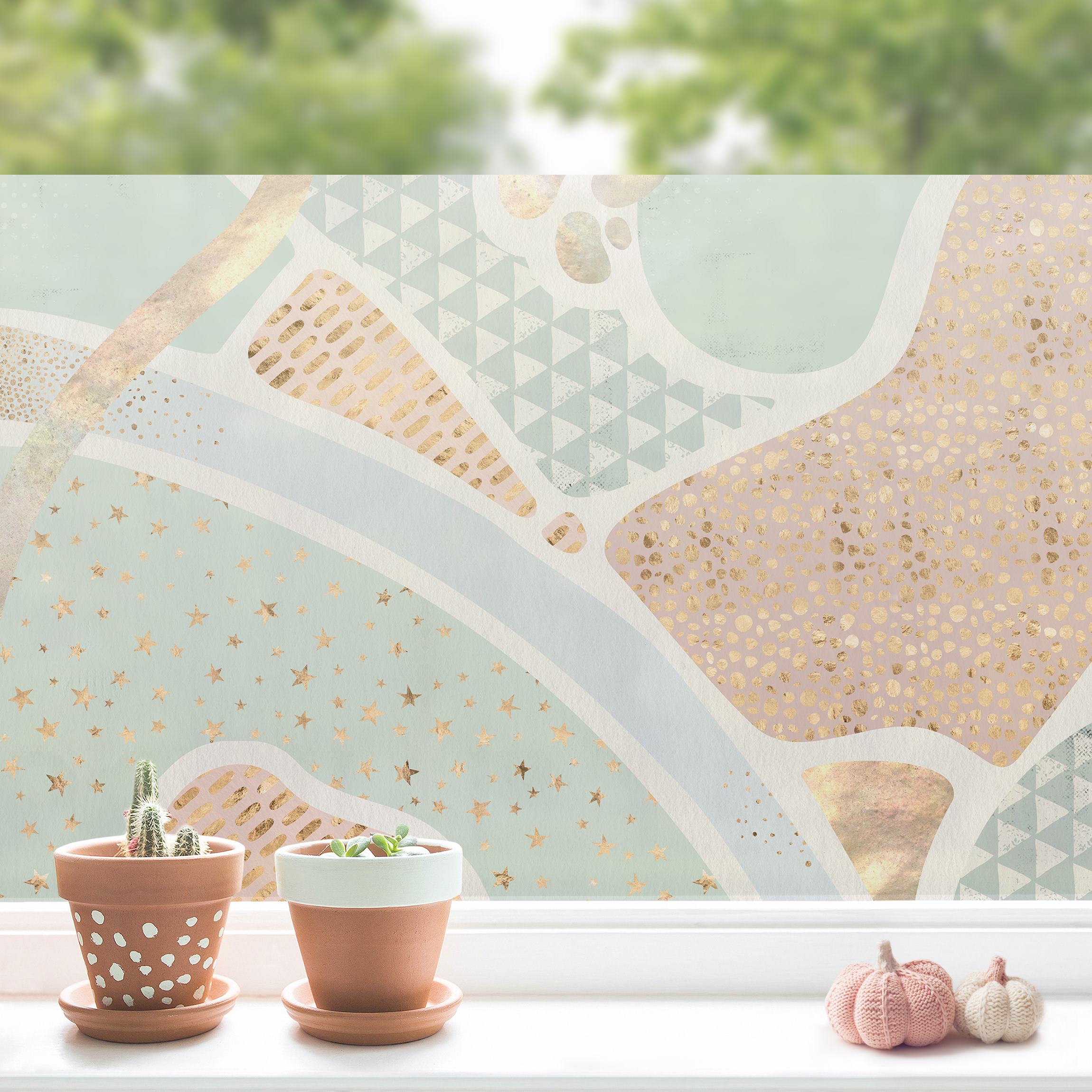 Fensterfolie Abstrakte Seelandschaft Pastellmuster