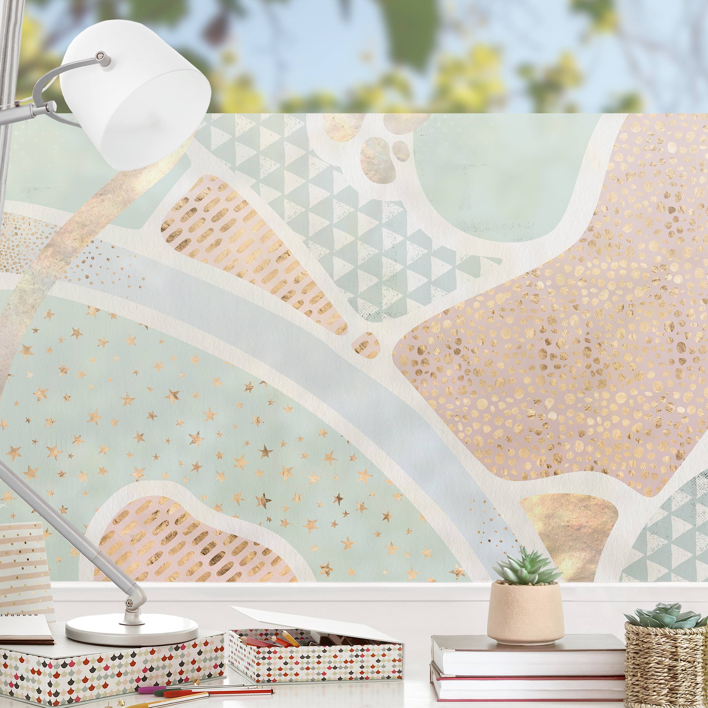 Fensterfolie Abstrakte Seelandschaft Pastellmuster