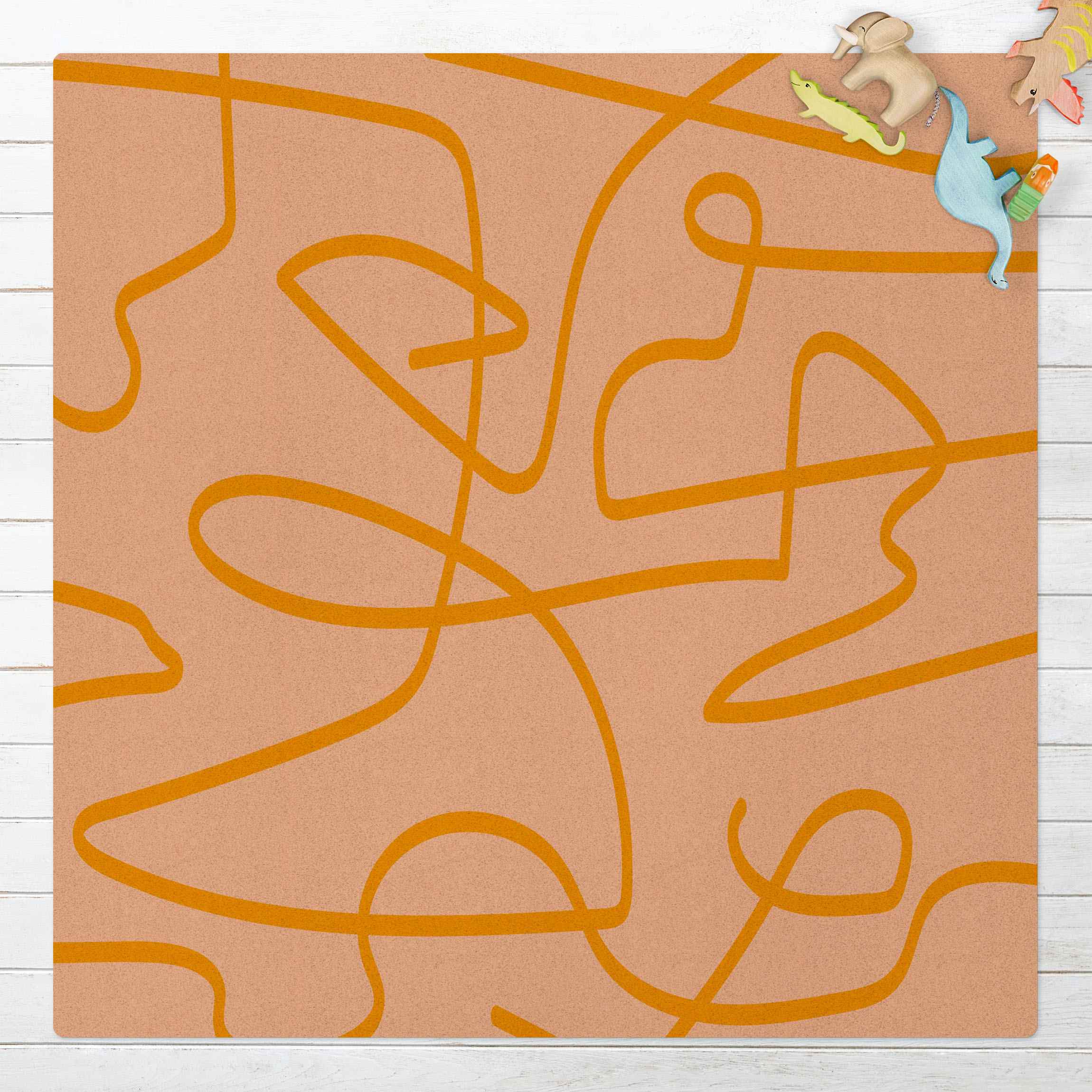 Kork-Teppich Abstrakter Linienfluss Sonnengelb