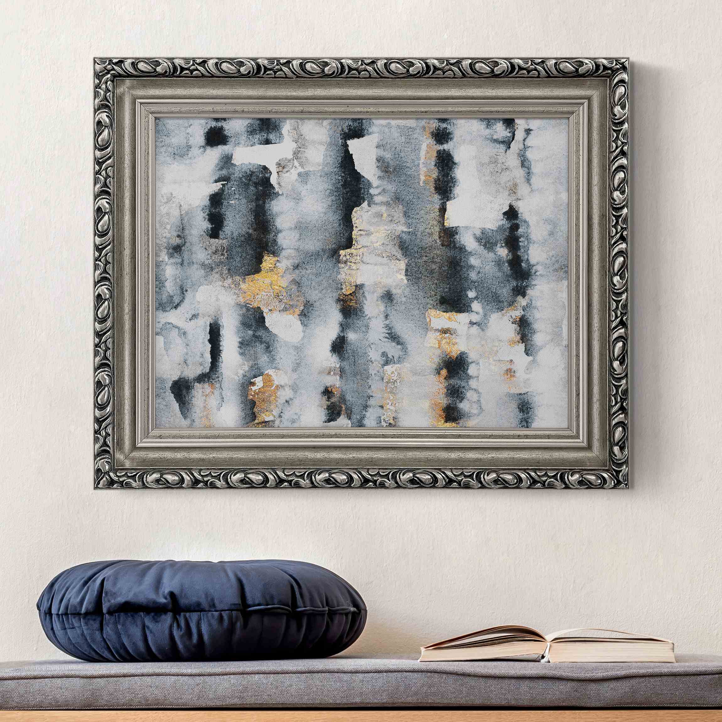 Leinwandbild mit Barockrahmen Abstraktes Aquarell mit Gold