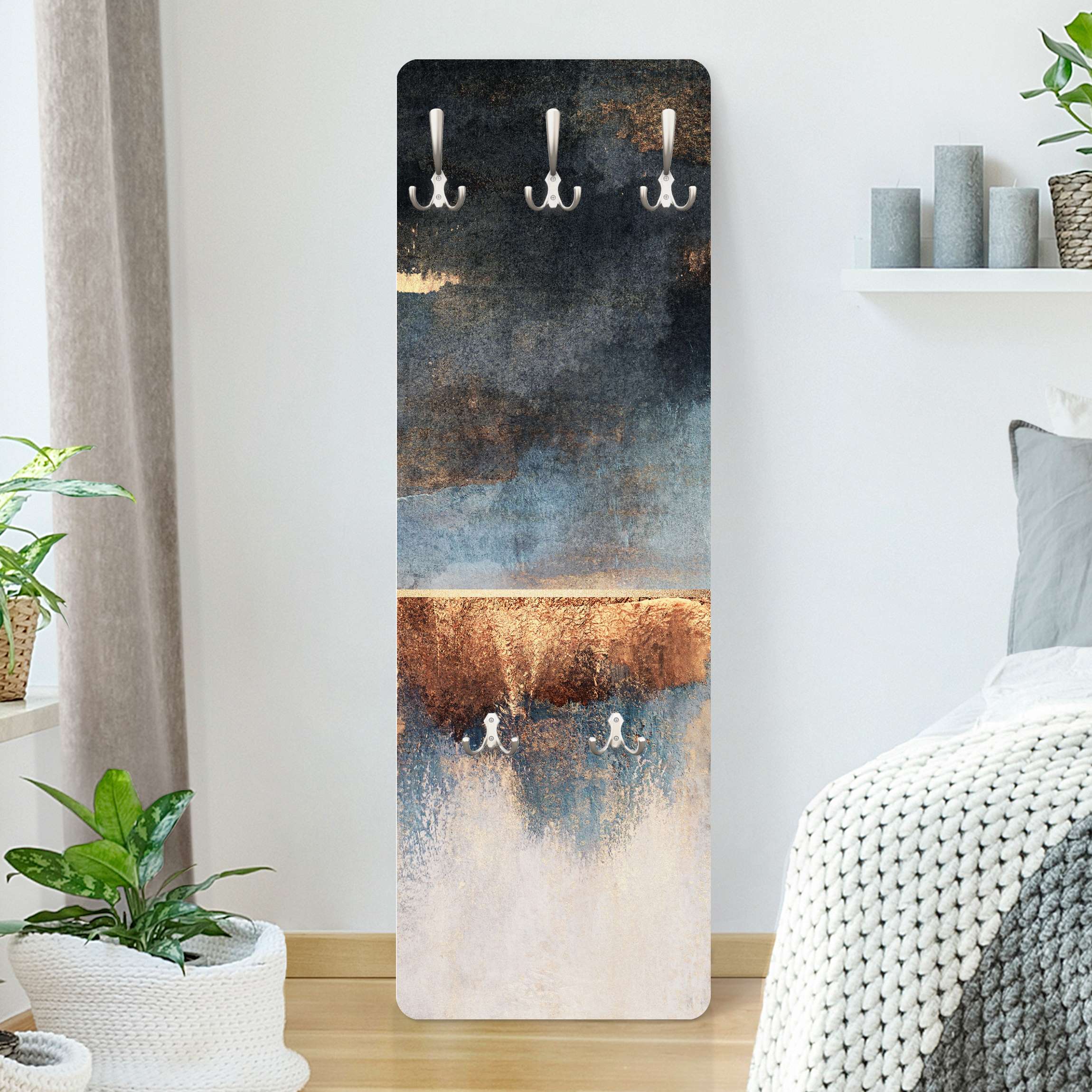 Wandgarderobe Abstraktes Seeufer in Gold