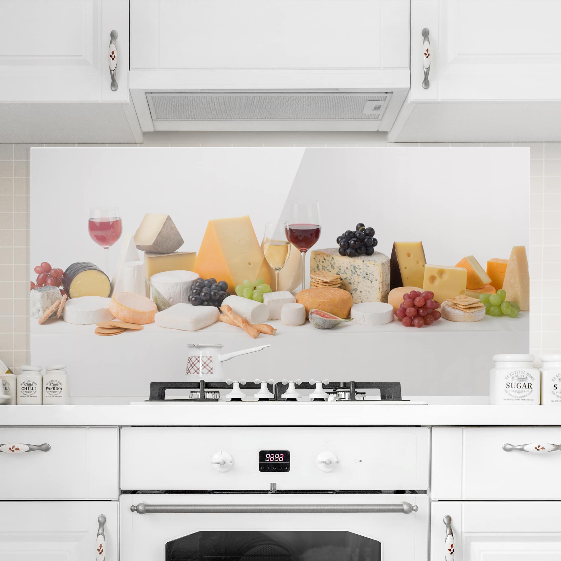 Glas Spritzschutz - Querformat 2:1 Käse-Variationen