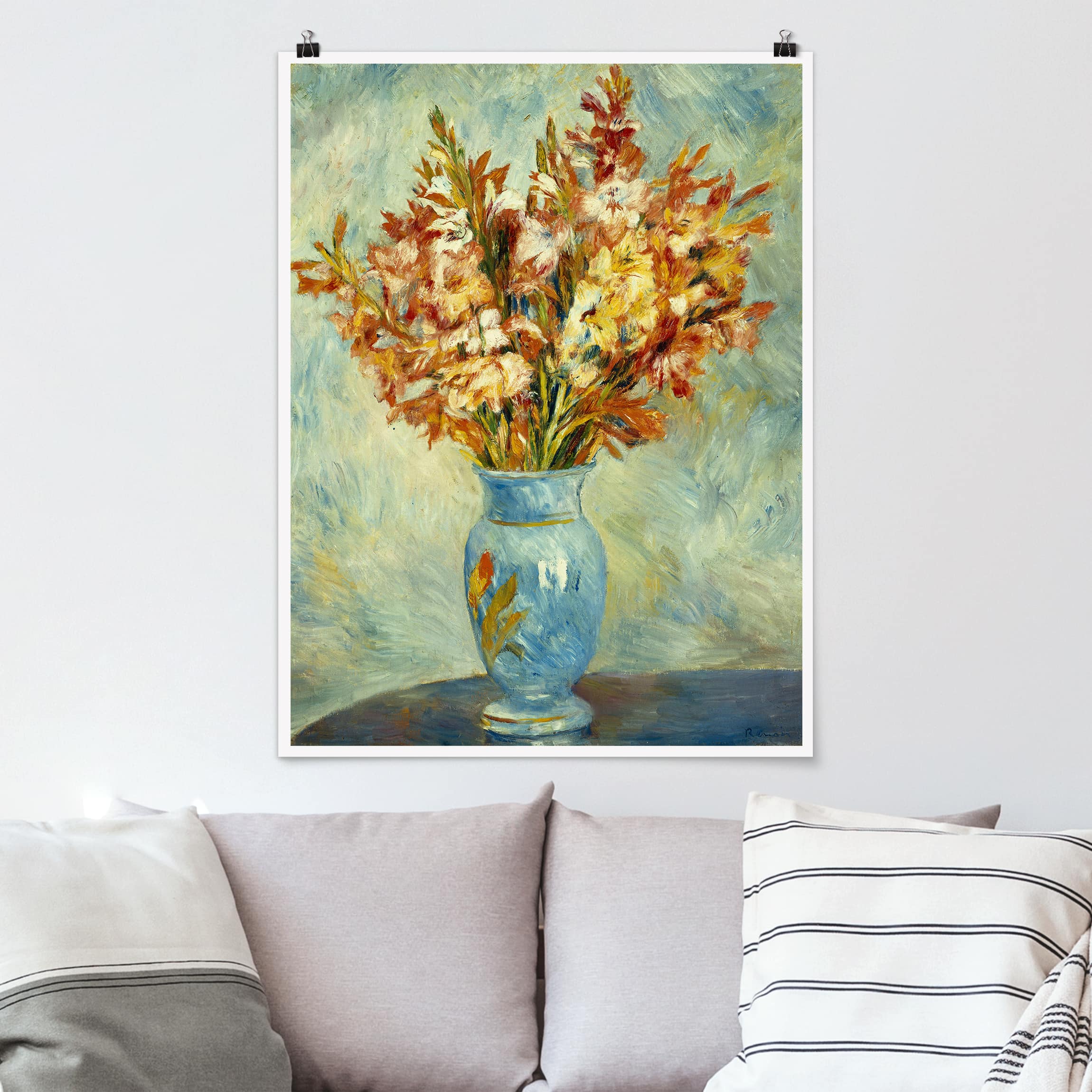 Poster - Hochformat Auguste Renoir - Gladiolen in Vase