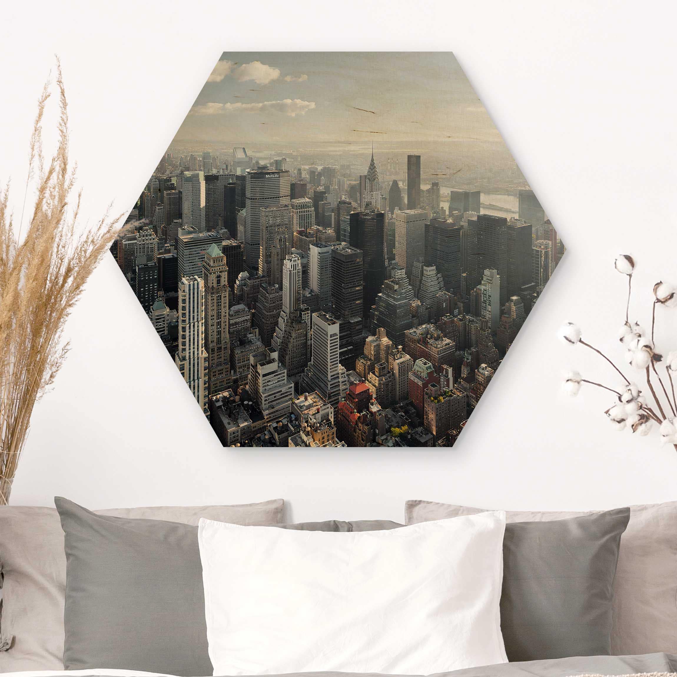 Hexagon-Holzbild Upper Manhattan New York City