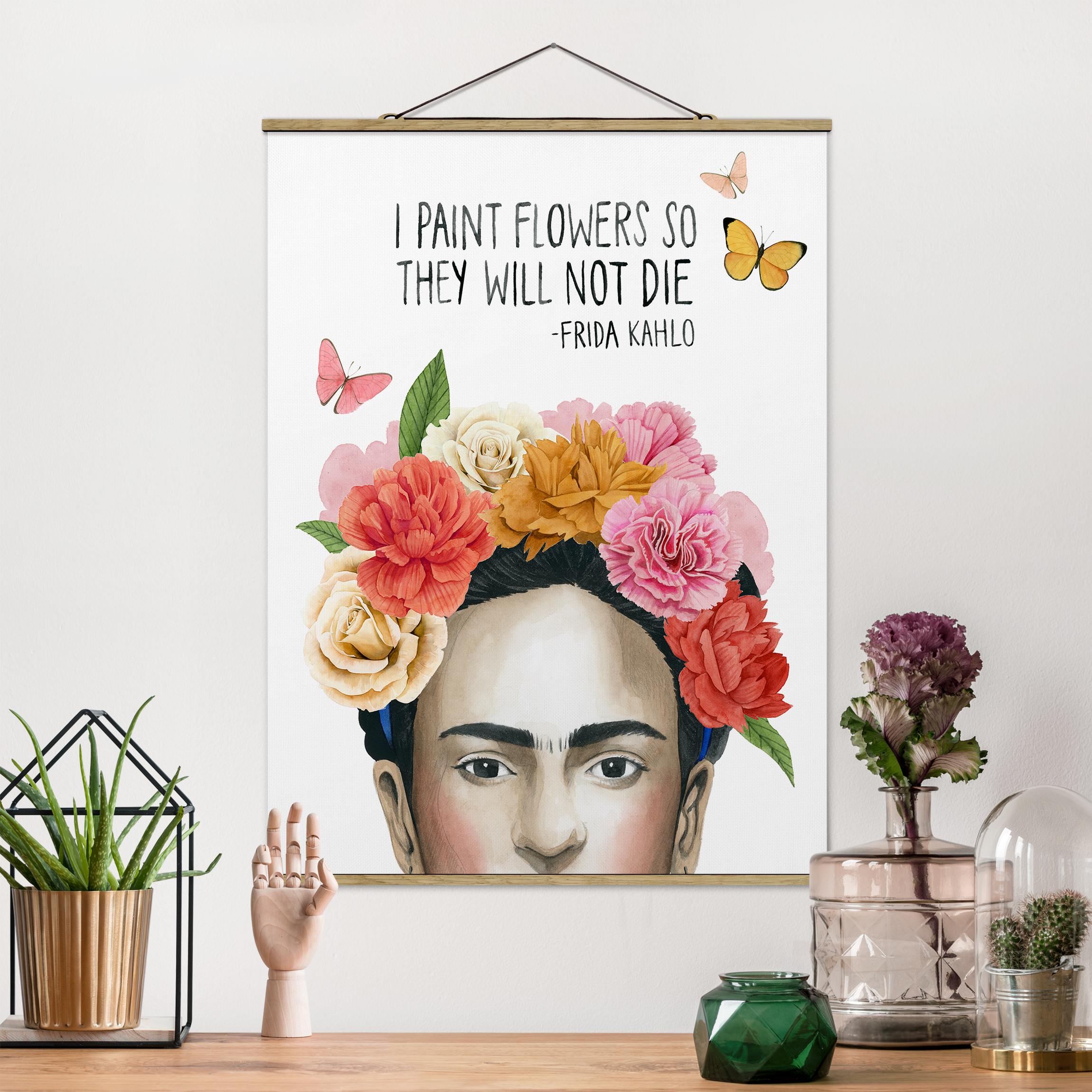 Stoffbild - Hochformat Fridas Gedanken - Blumen