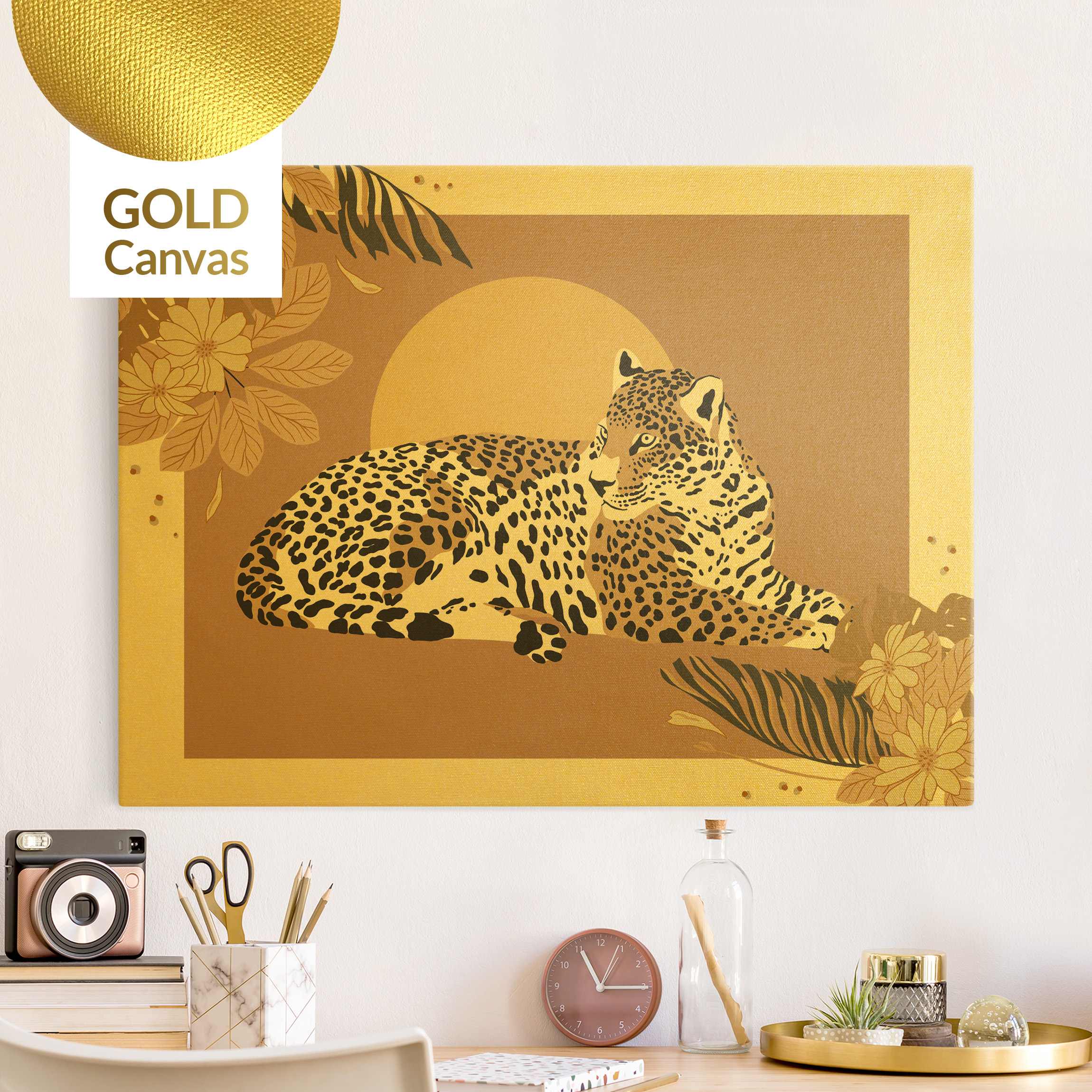 Leinwandbild Safari Tiere - Leopard im Sonnenuntergang