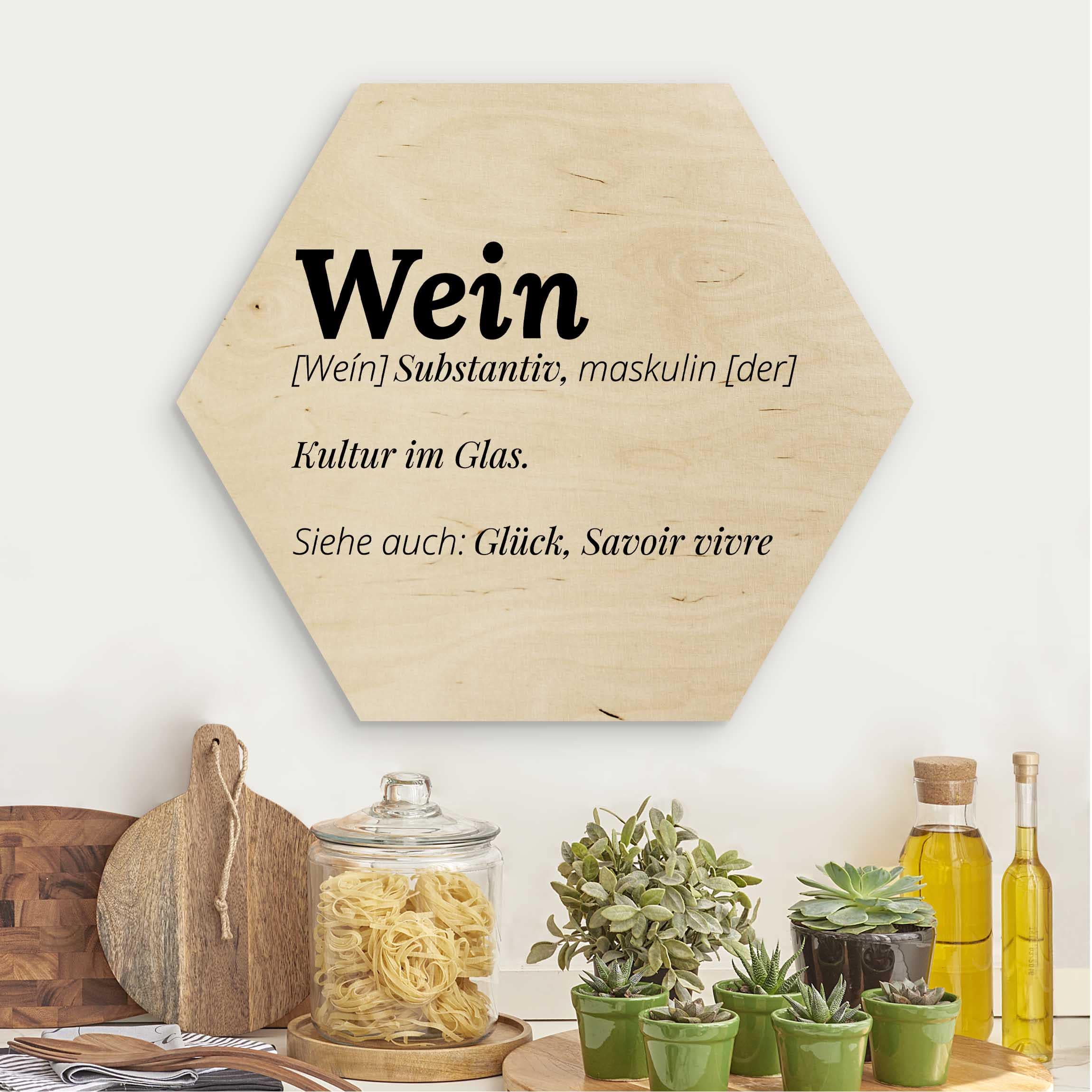 Hexagon-Holzbild Die Definition von Wein