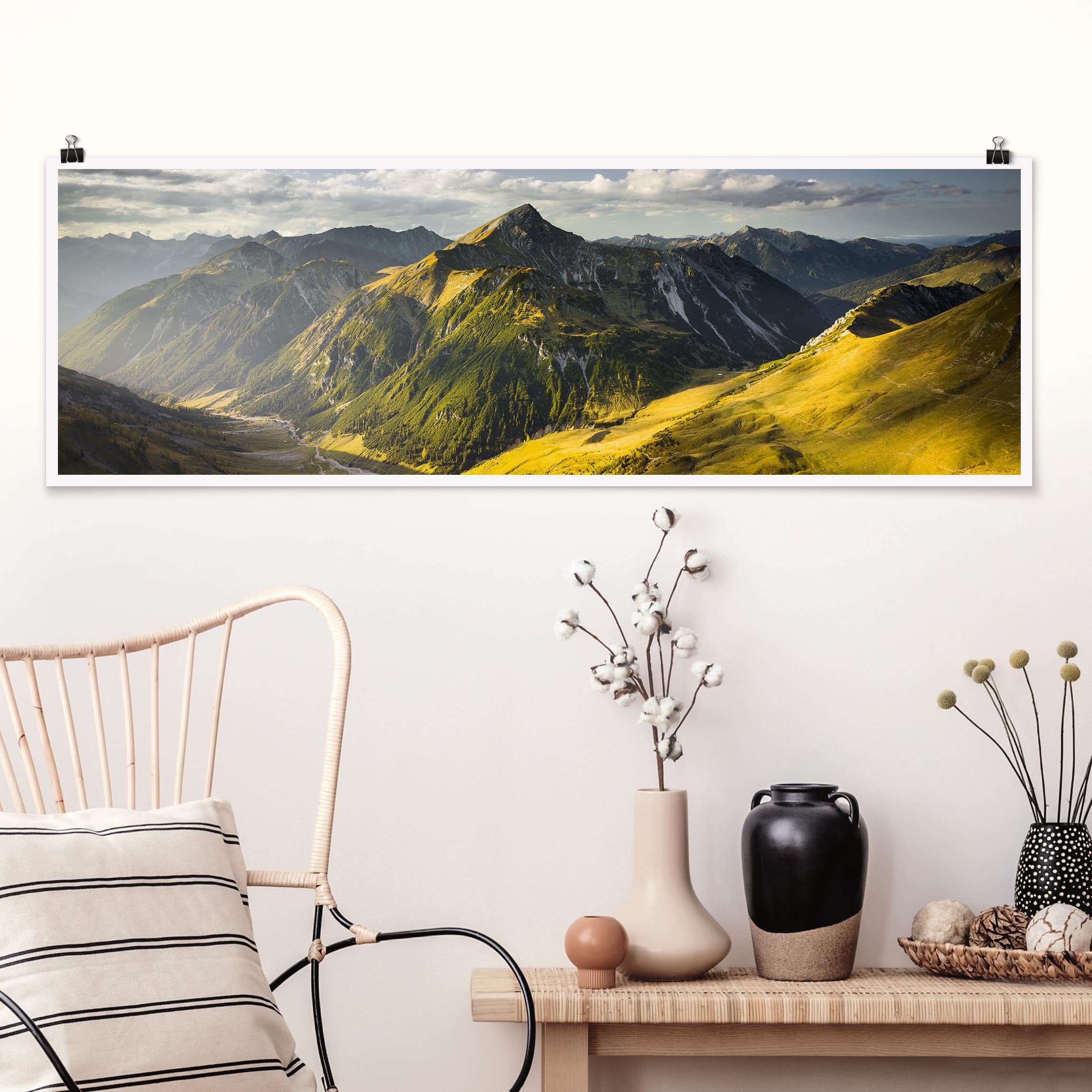 Panorama Poster Berge und Tal der Lechtaler Alpen in Tirol