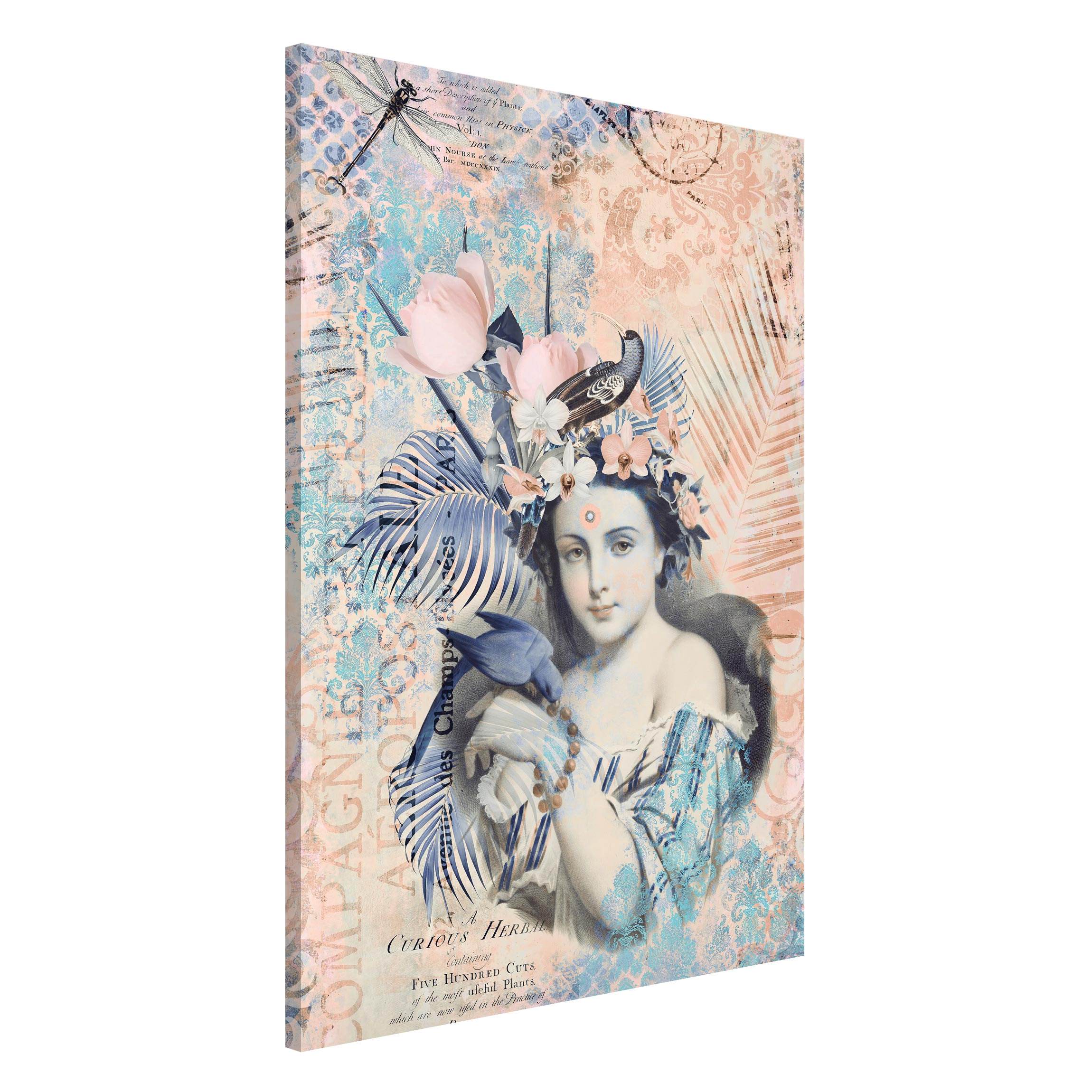 Magnettafel Vintage Collage - Exotische Schönheit