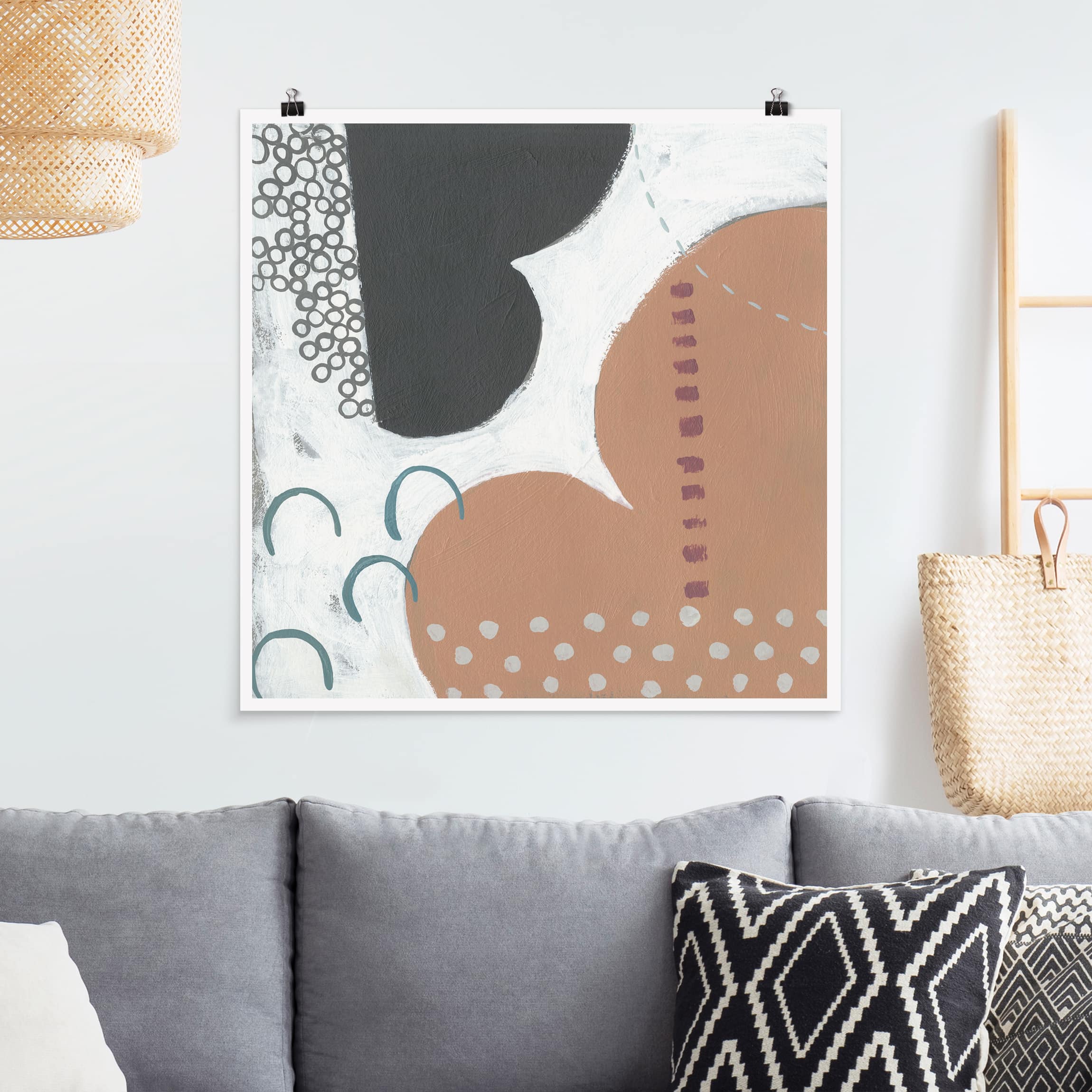 Poster - Quadrat Karneval der Formen in Lachs III