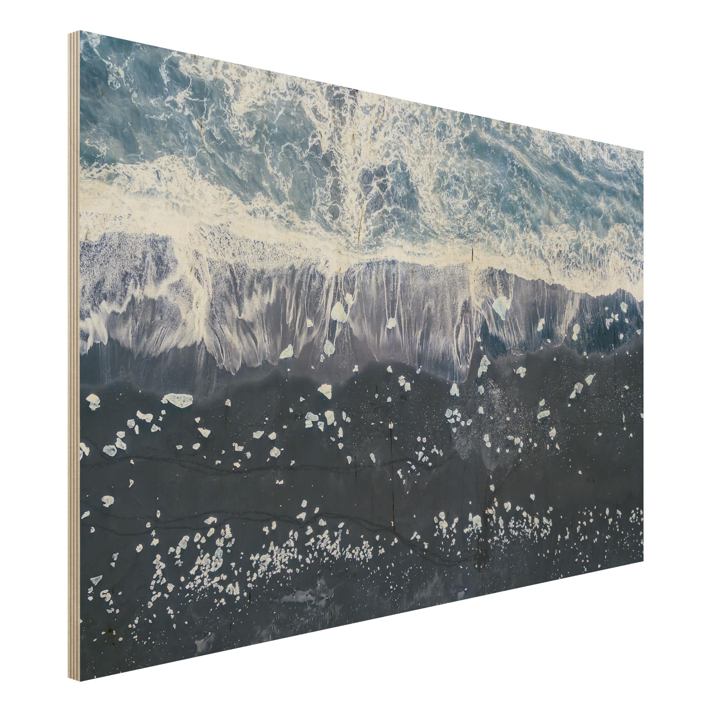 Holzbild - Querformat 3:2 Luftbild - Jökulsárlón in Island