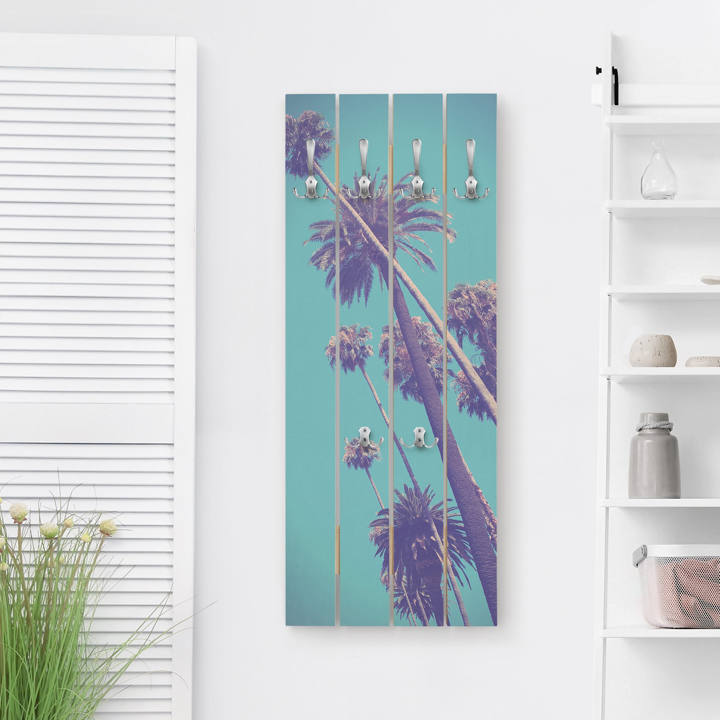 Wandgarderobe Tropische Pflanzen Palmen und Himmel